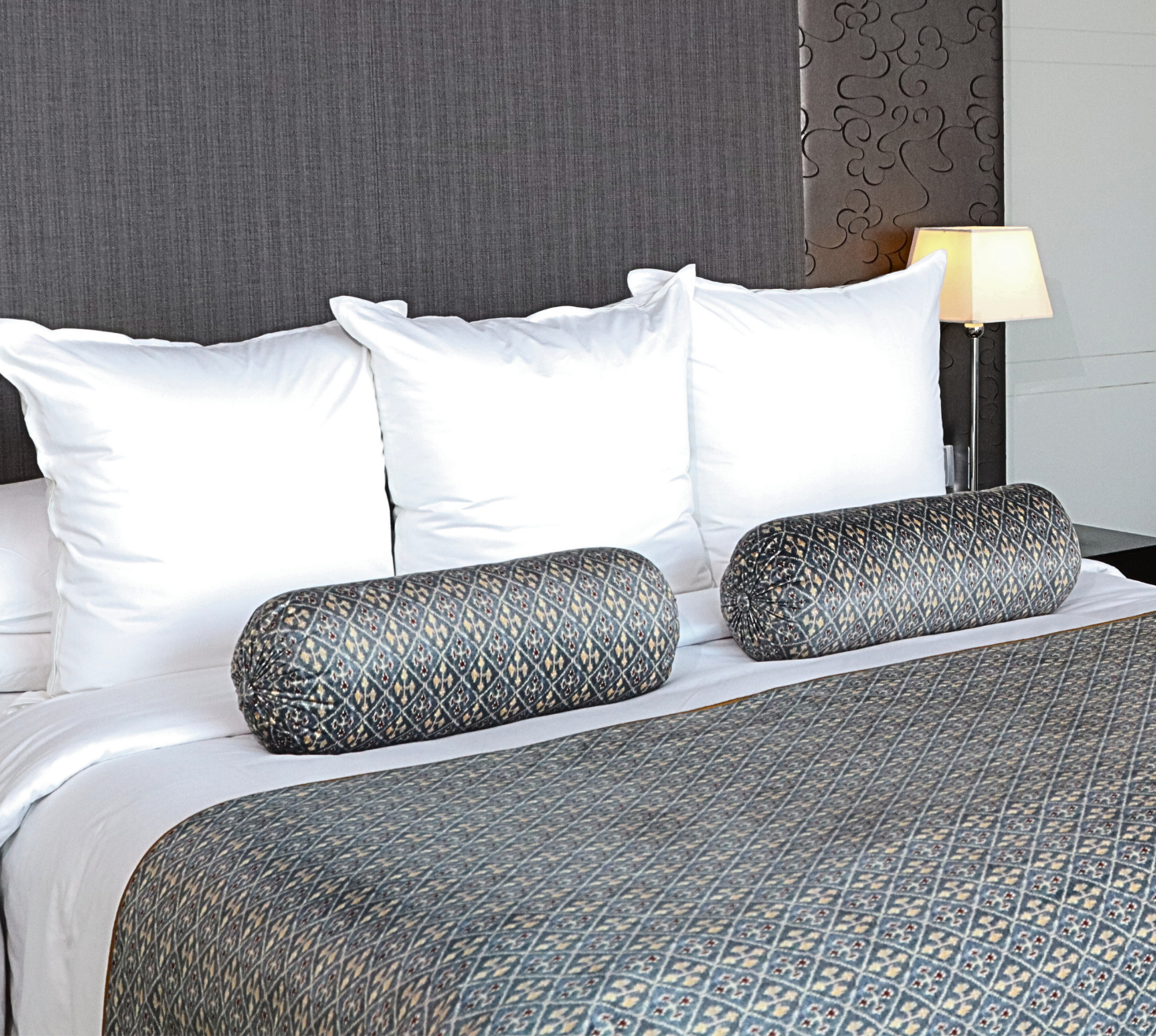 grey Ikat luxe velvet bed runner