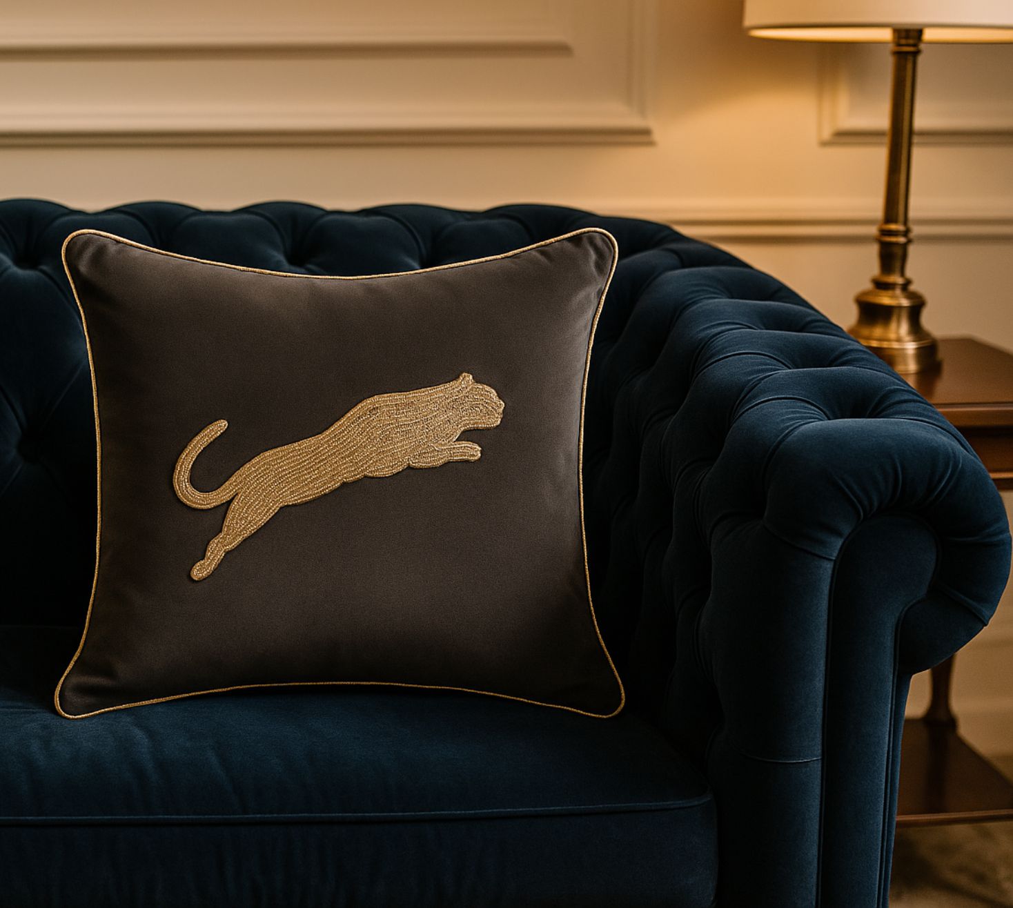 The Leopard Luxe in grey cushion cover