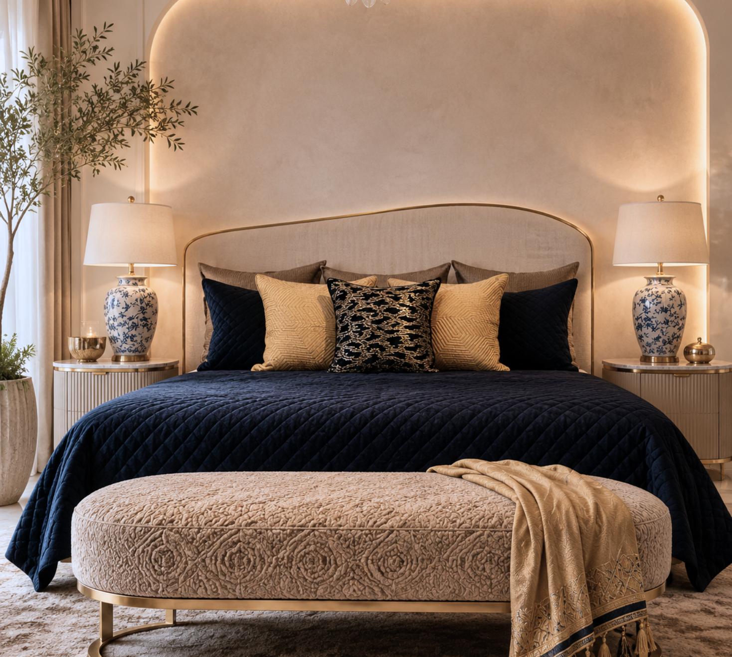 Imperial Blue signature Quilted Bedspread