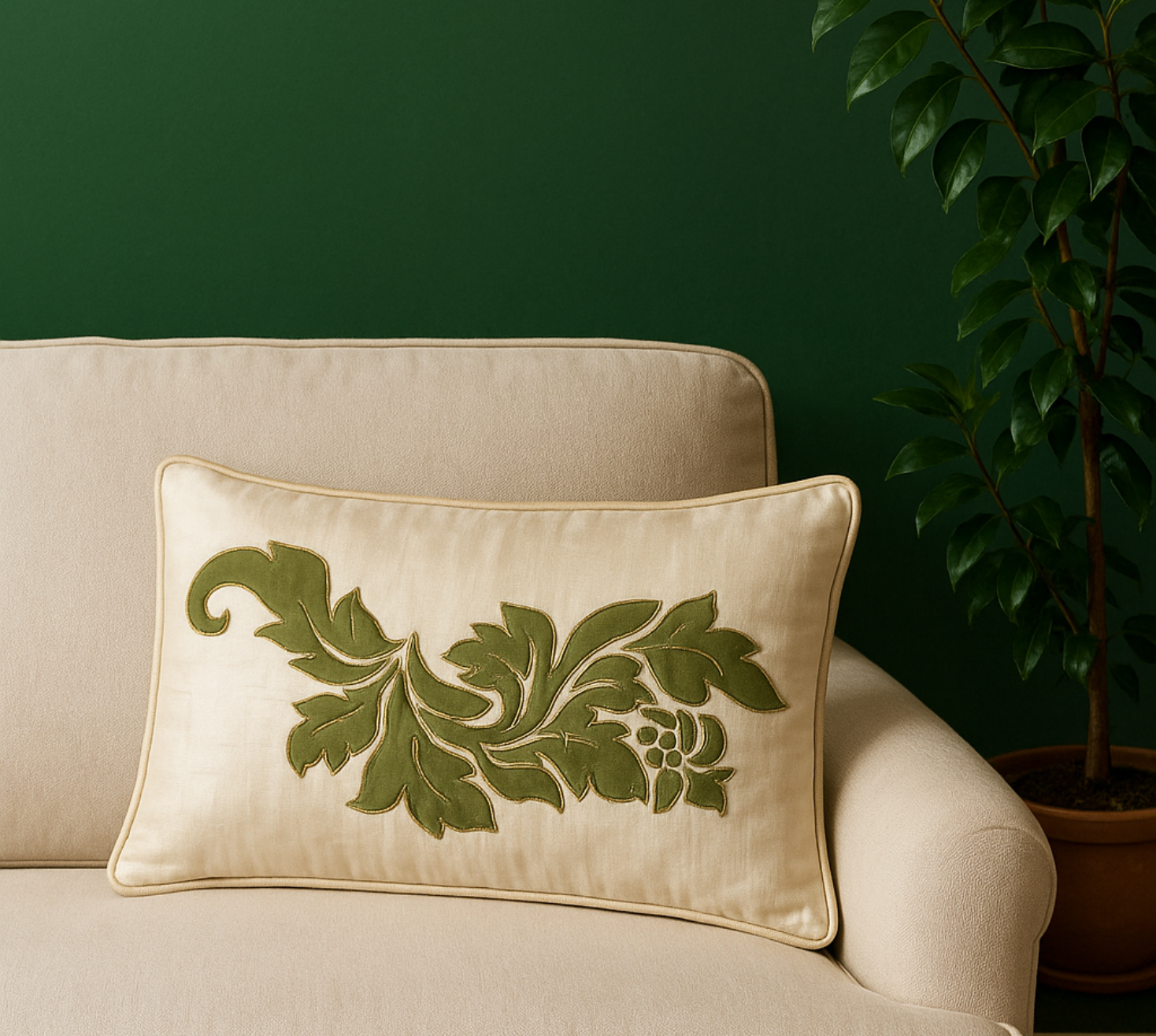 The silk leaf cushion cover