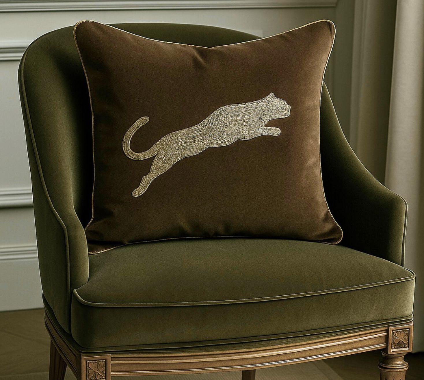 The Leopard Luxe in brown cushion cover