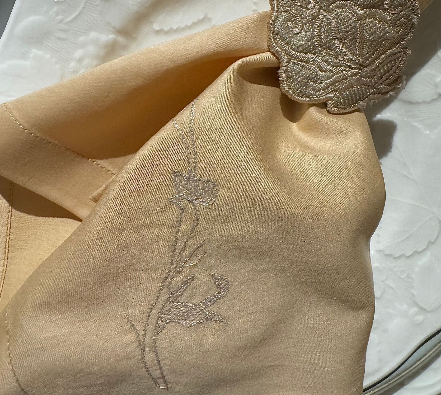 The opulent floral embroidered brocade runner