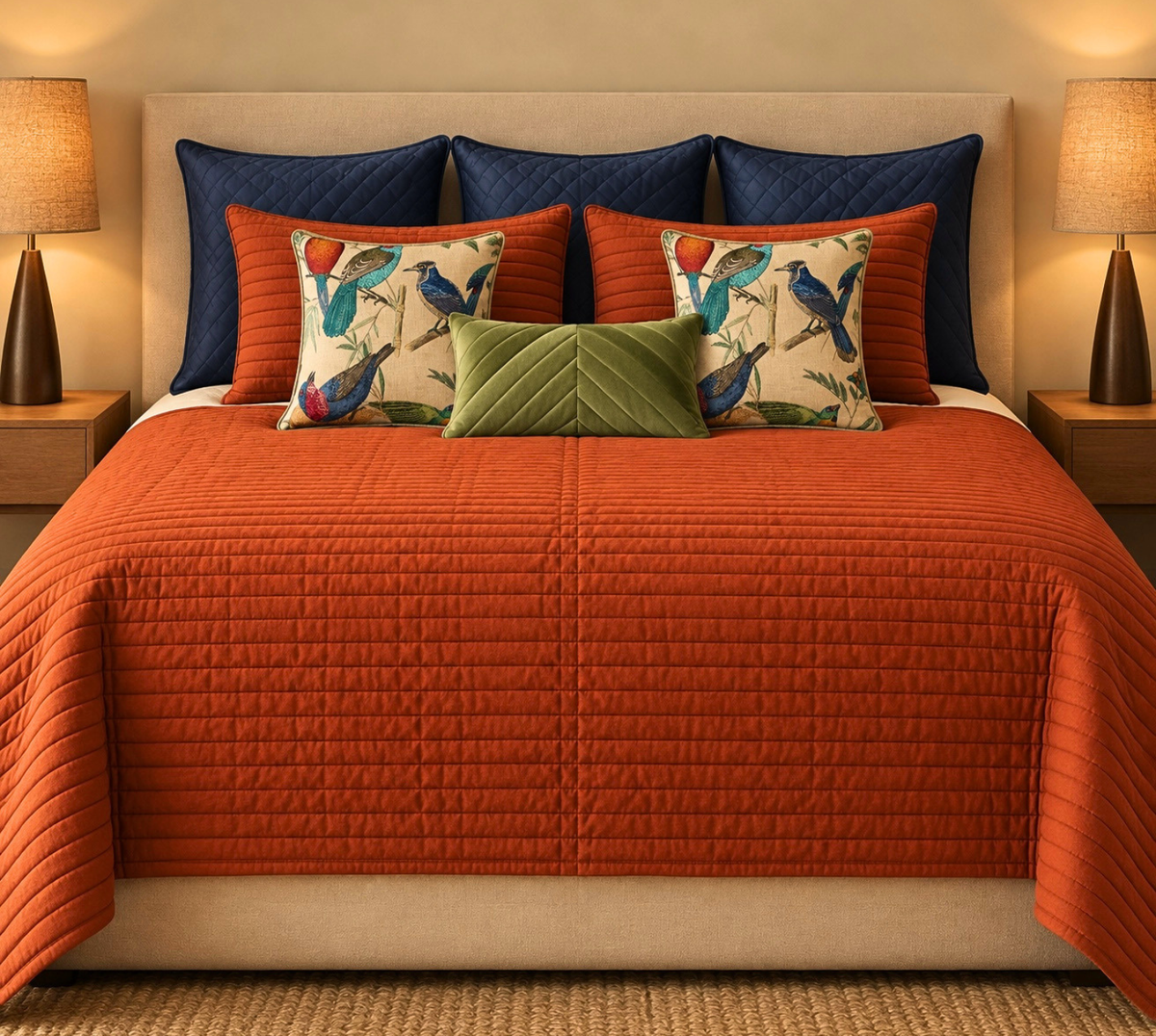 Bloom in Rust quilted Bedspread