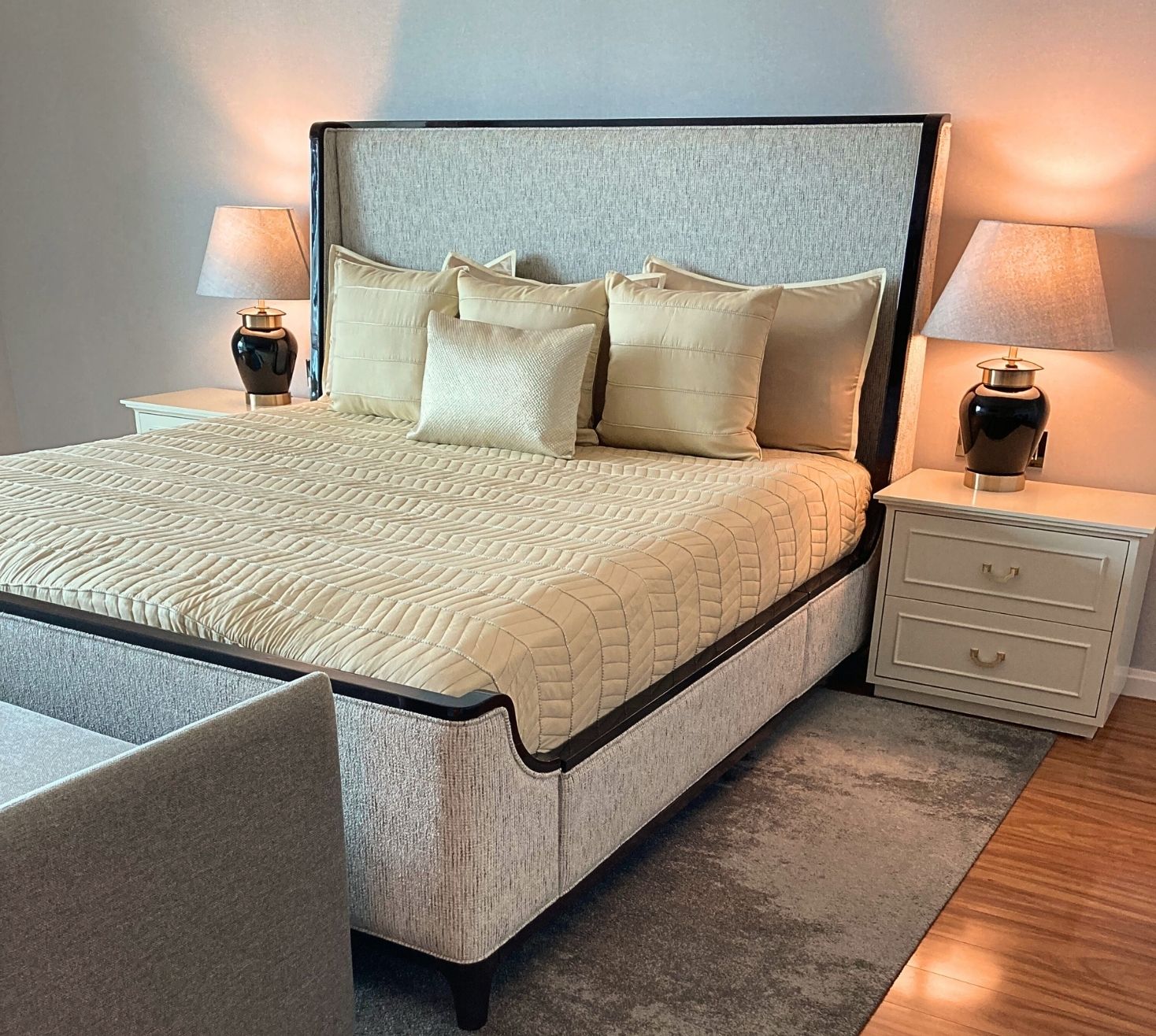 Chevron Patterned Gold Quilted Bedspread