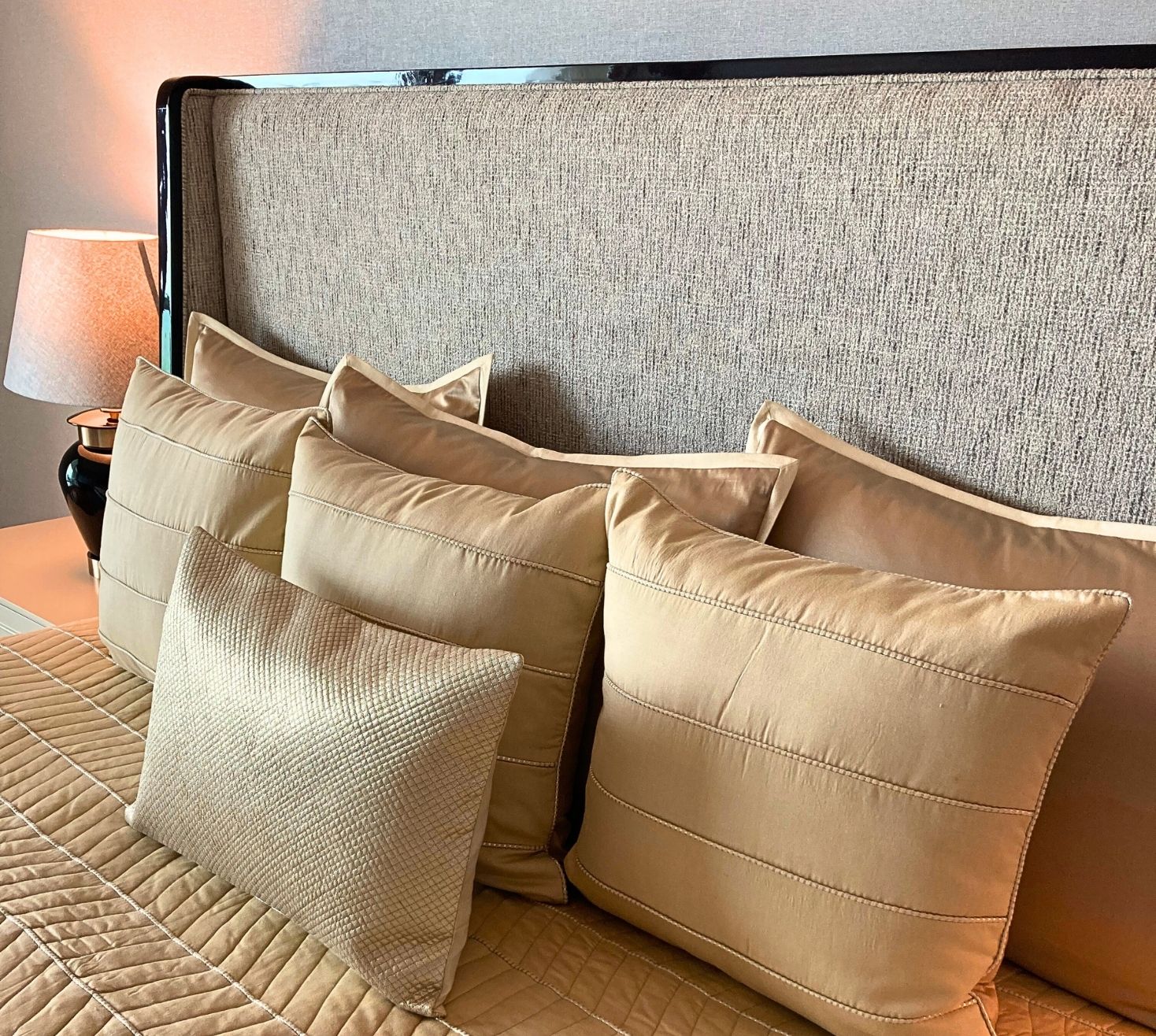 Chevron Patterned Gold Quilted Bedspread