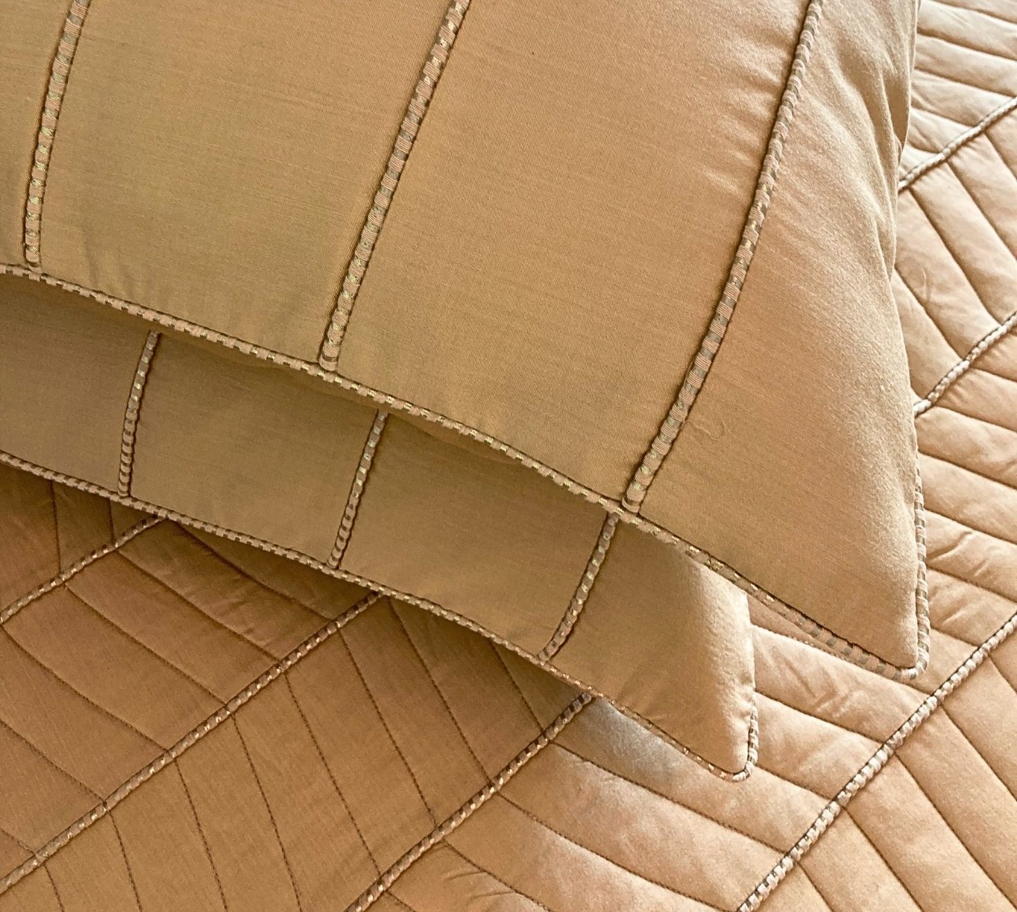 Chevron Patterned Gold Quilted Bedspread