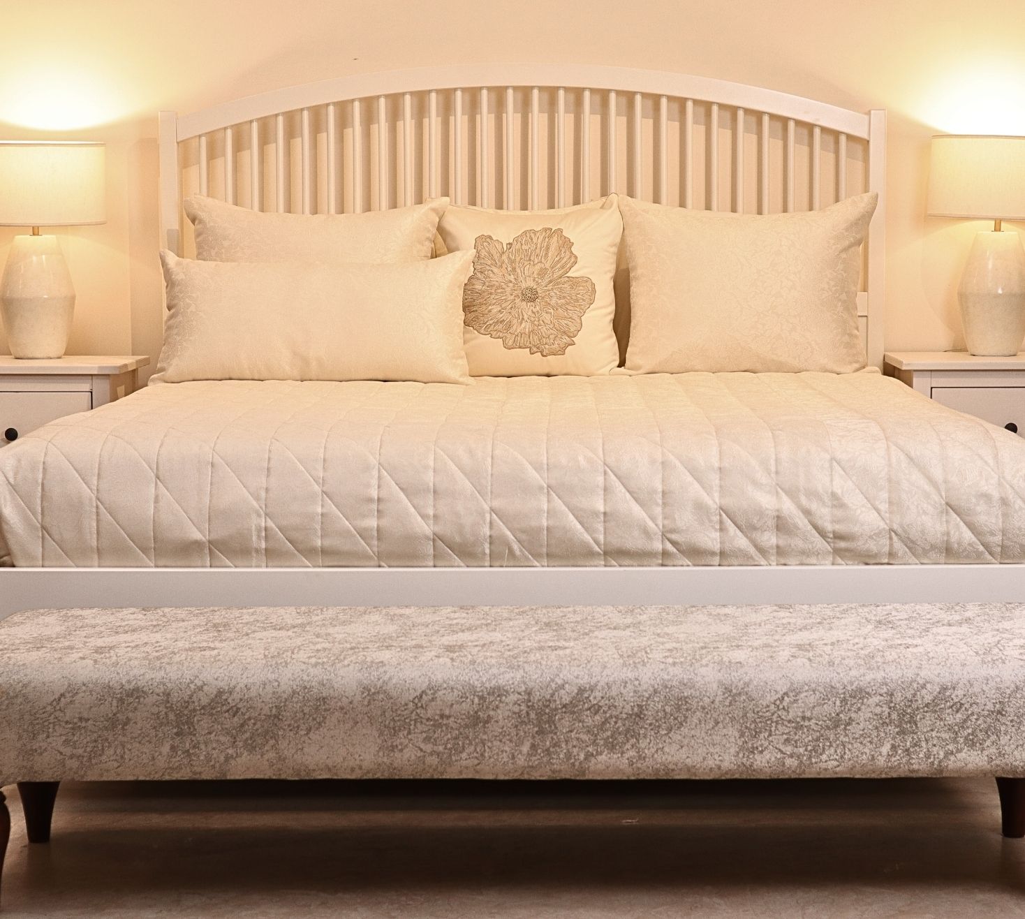 Self Floral Jaquard Quilted Bedspread