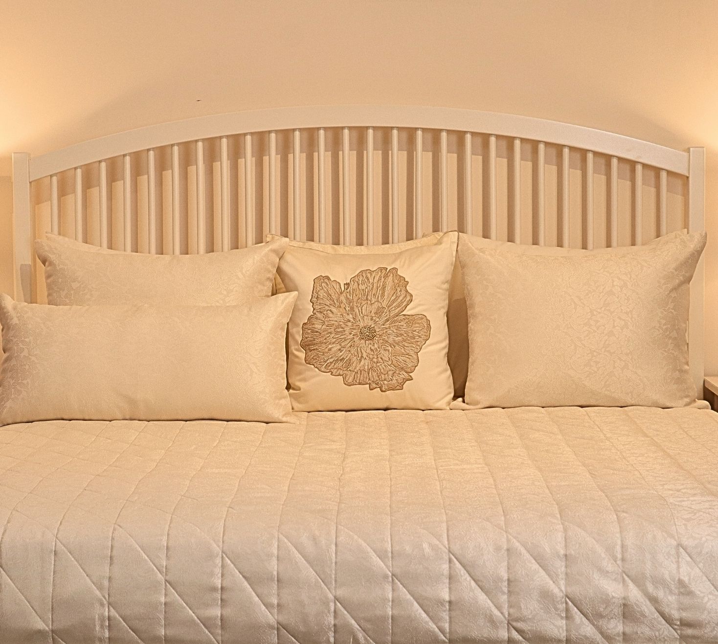 Self Floral Jaquard Quilted Bedspread