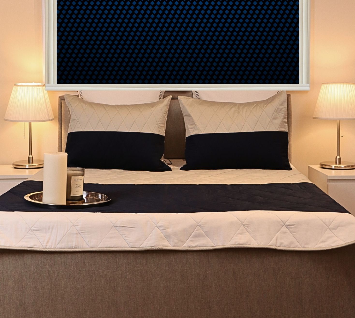 Diamond Patchwork Patterned Quilted Bedspread