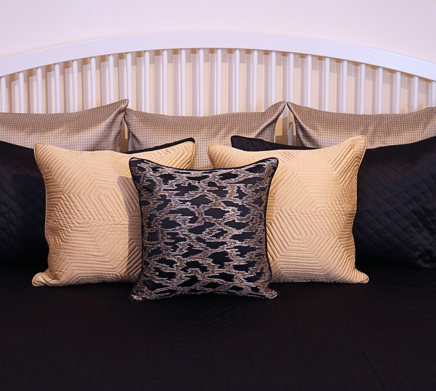 Decorated Gold and silver zari Ink Blue Quilted Bedspread