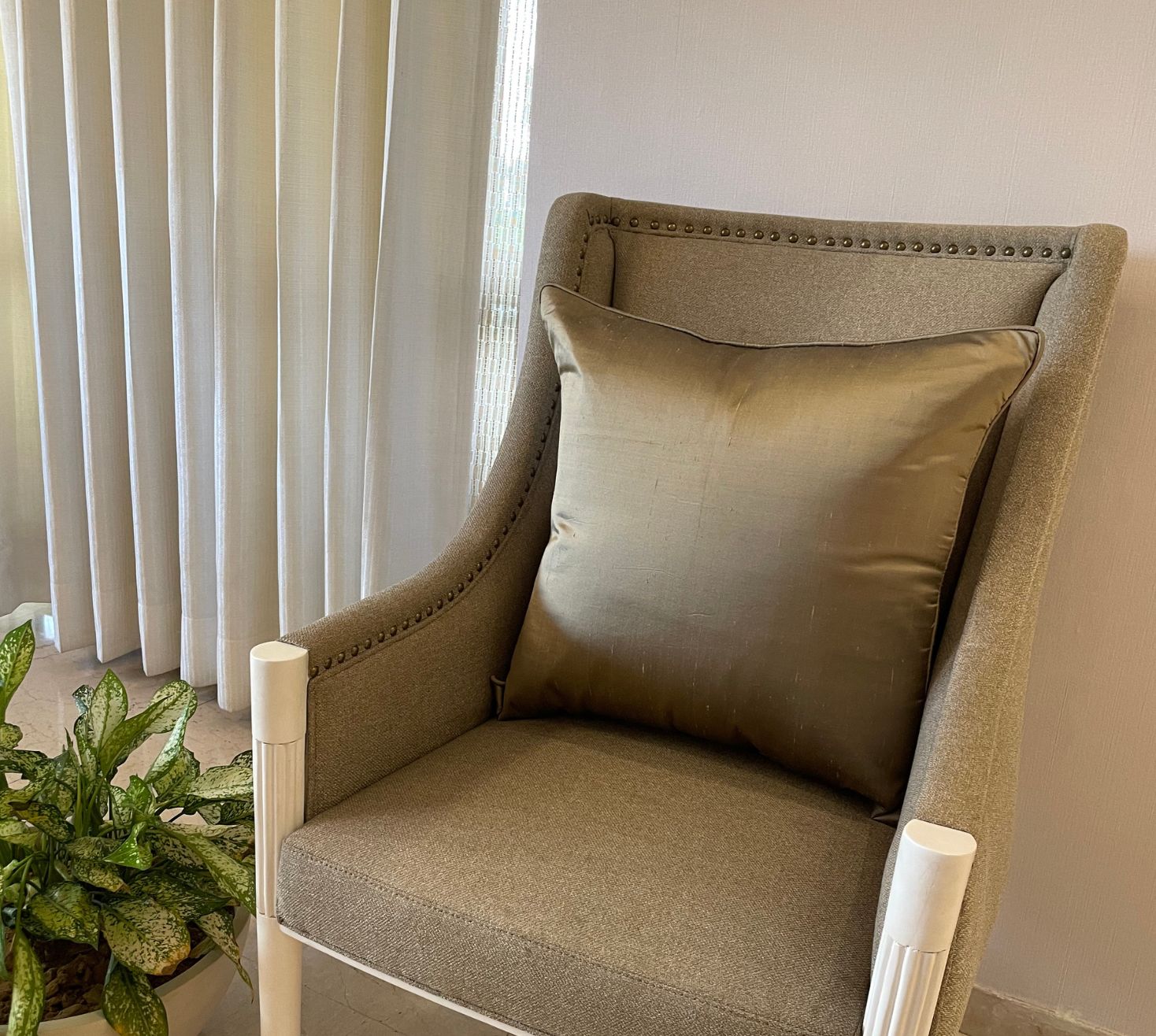 Caramel plain silk cushion cover