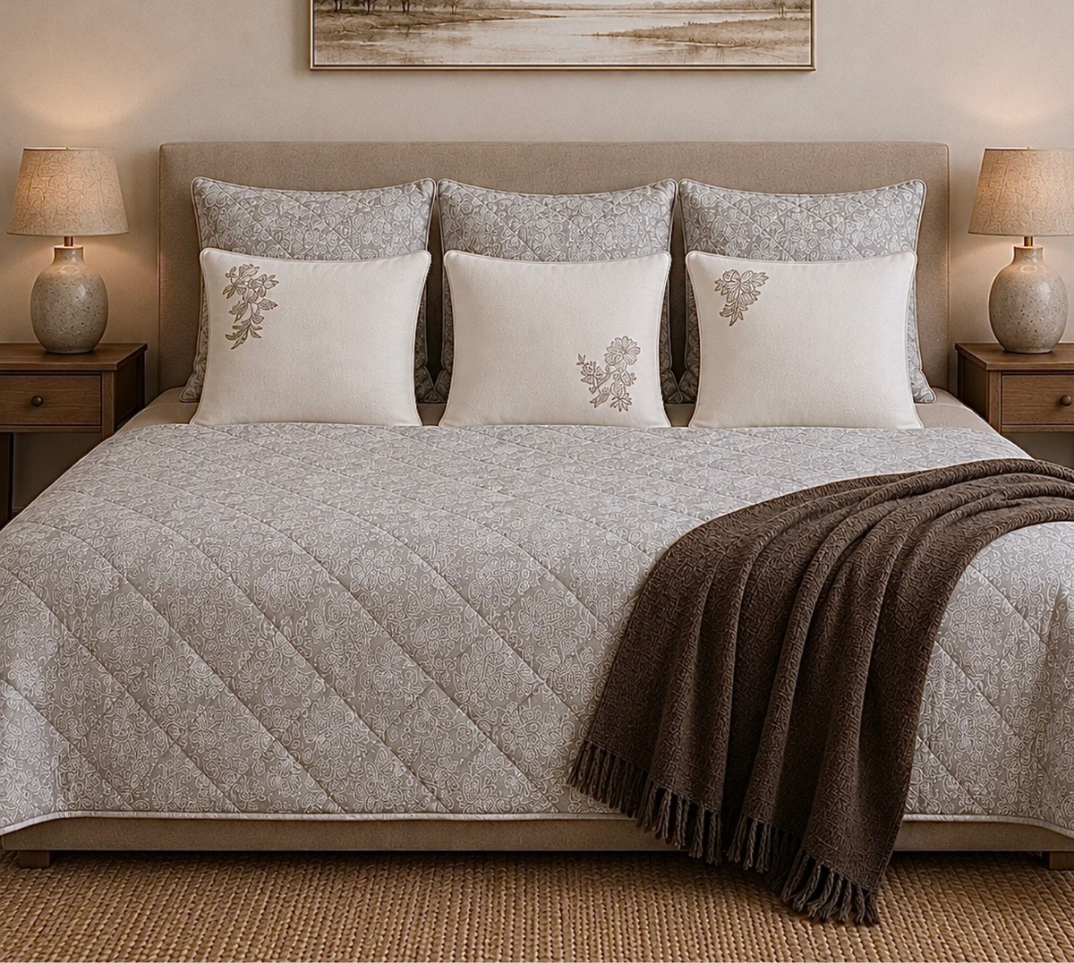 The Floral quilted cotton bedspread