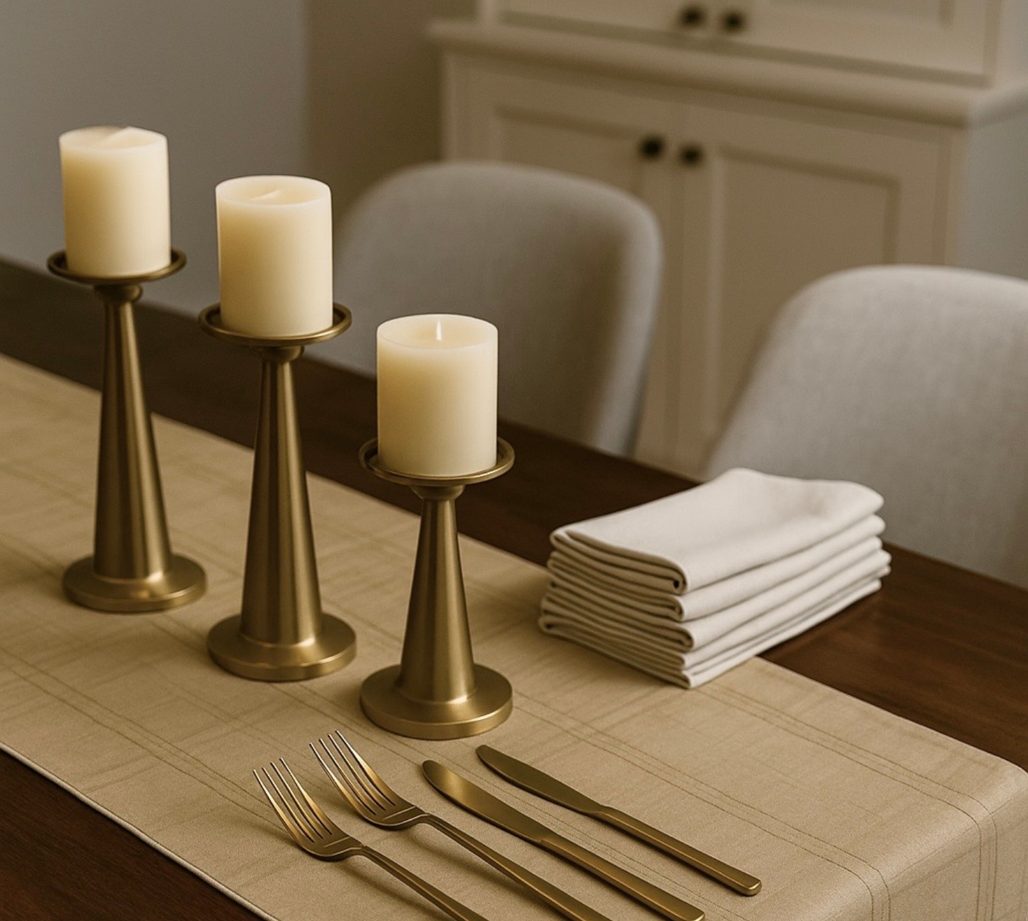 Twin embroidered Zari Gold runner