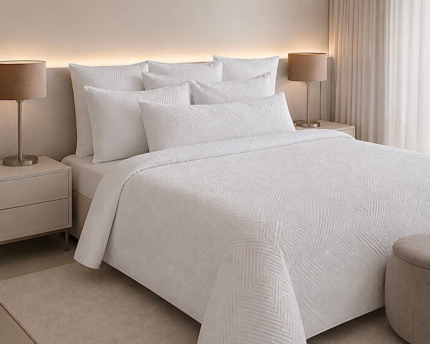 Abstract Linear Self Jaquard Bedspread