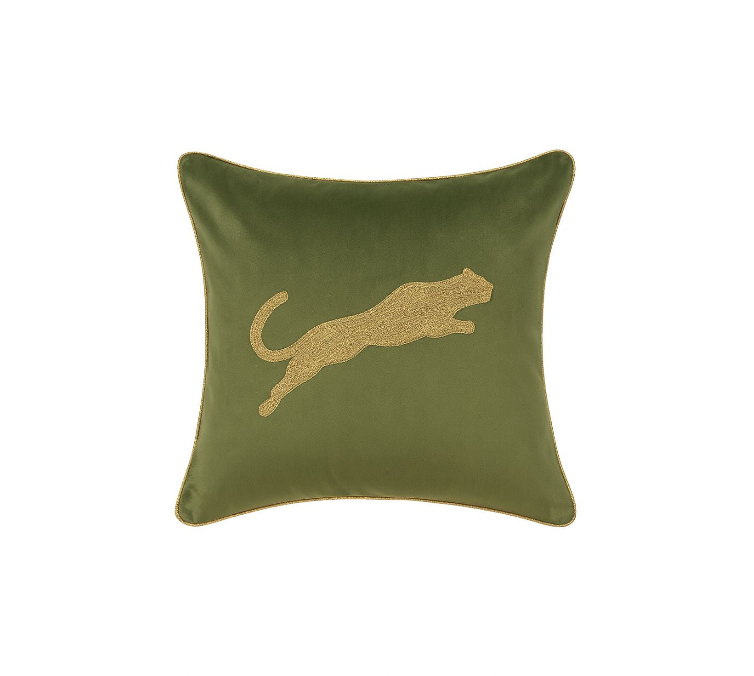 The Leopard Luxe in olive cushion cover
