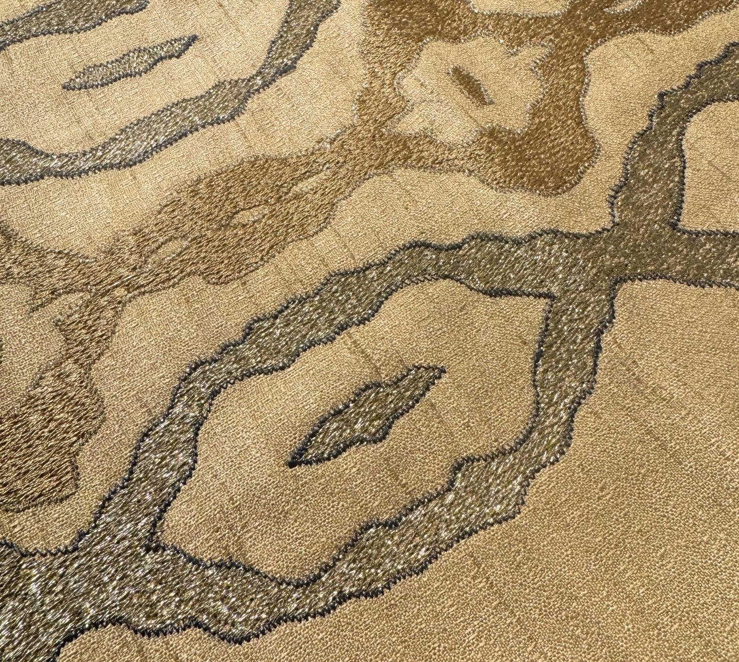 Beaten gold runner with zari embroidered charm