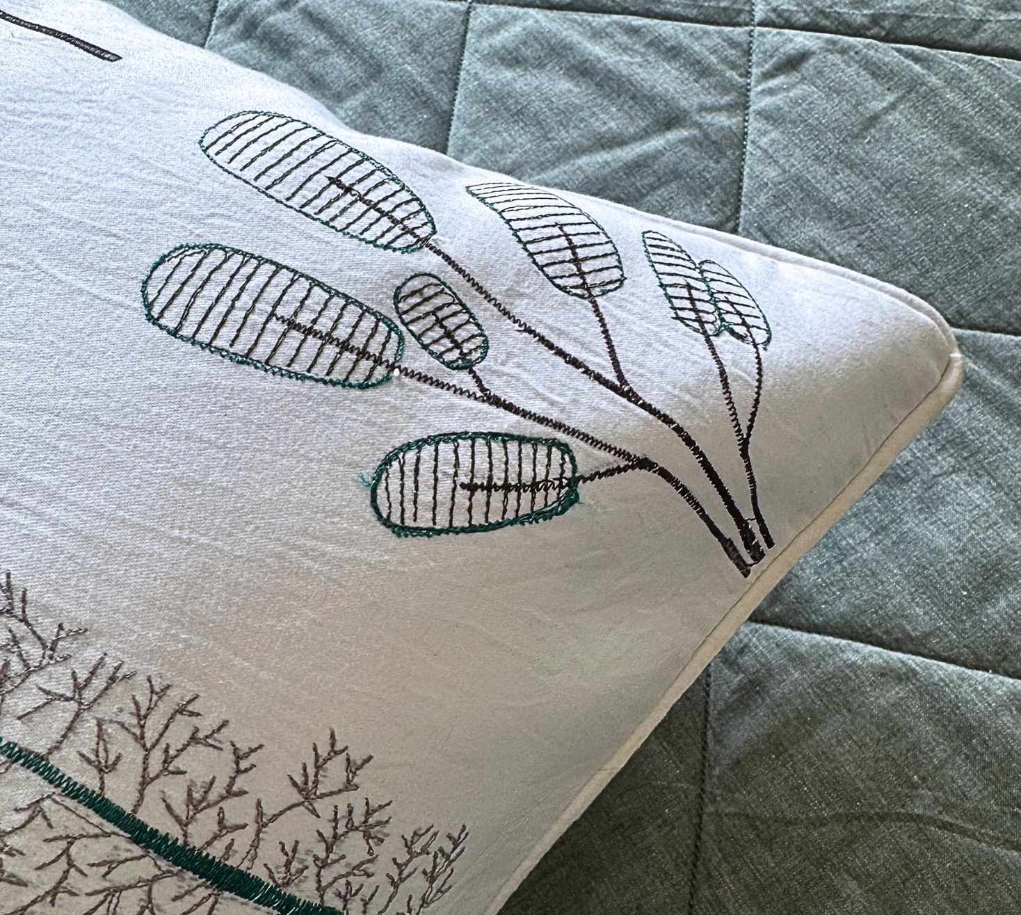 Timeless haven Sage green quilted bedspread