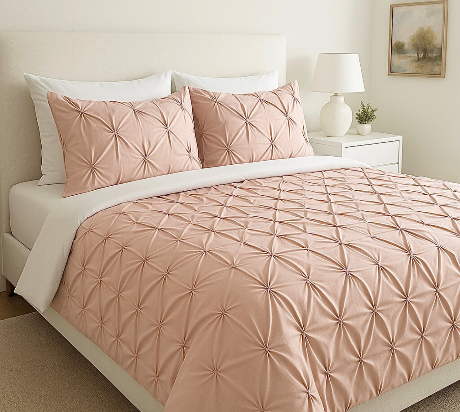 Soft pink Cinched duvet bedspread