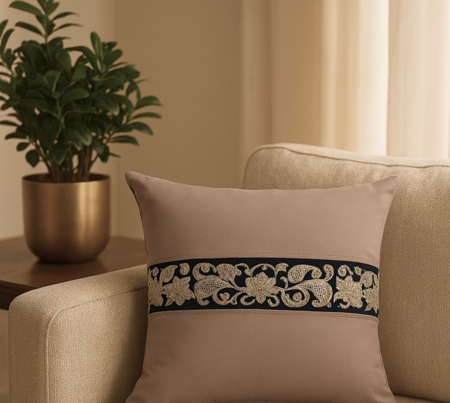 The Mocha Vine Cushion Cover