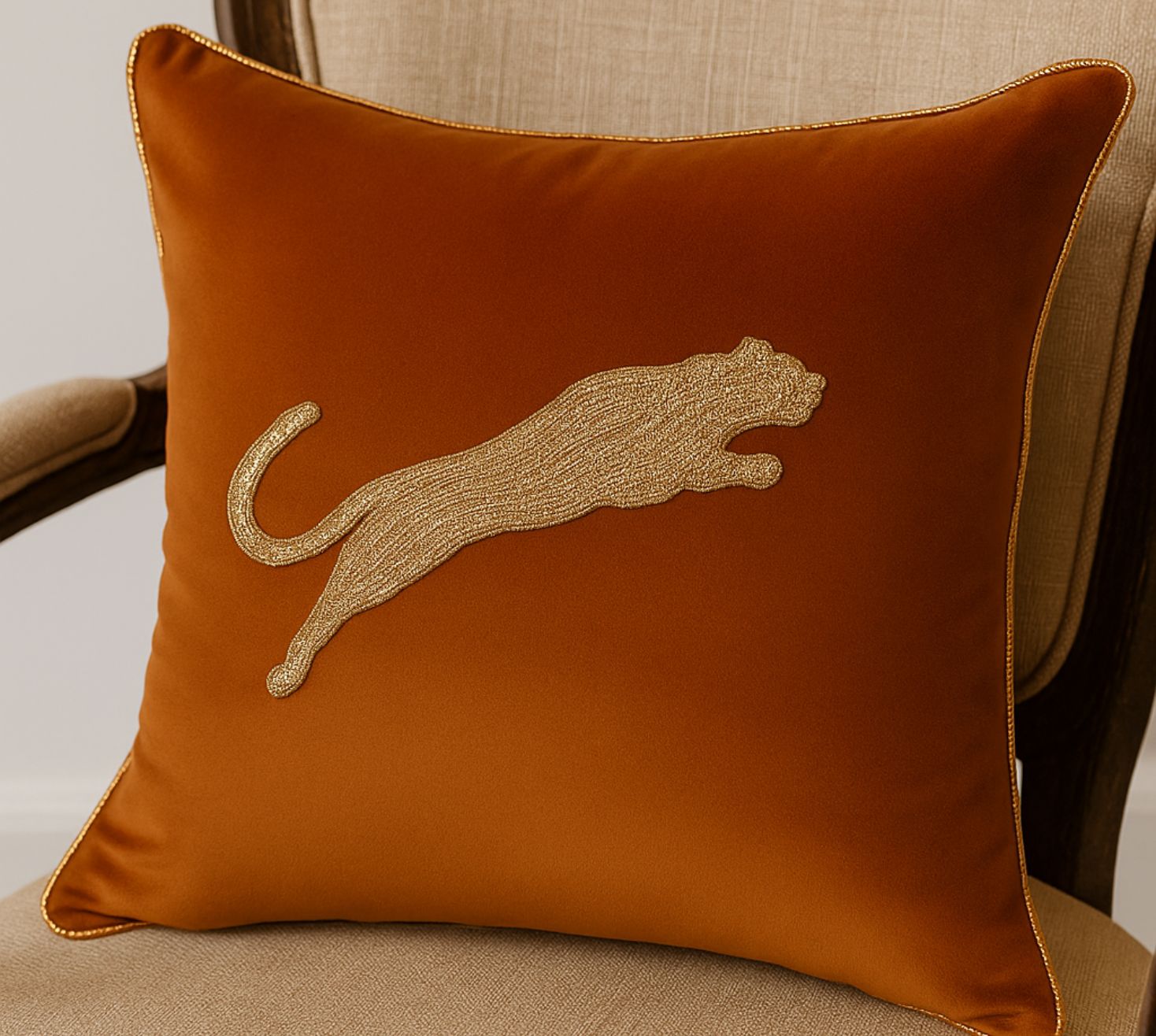 The Leopard Lux in Rust Cushion cover