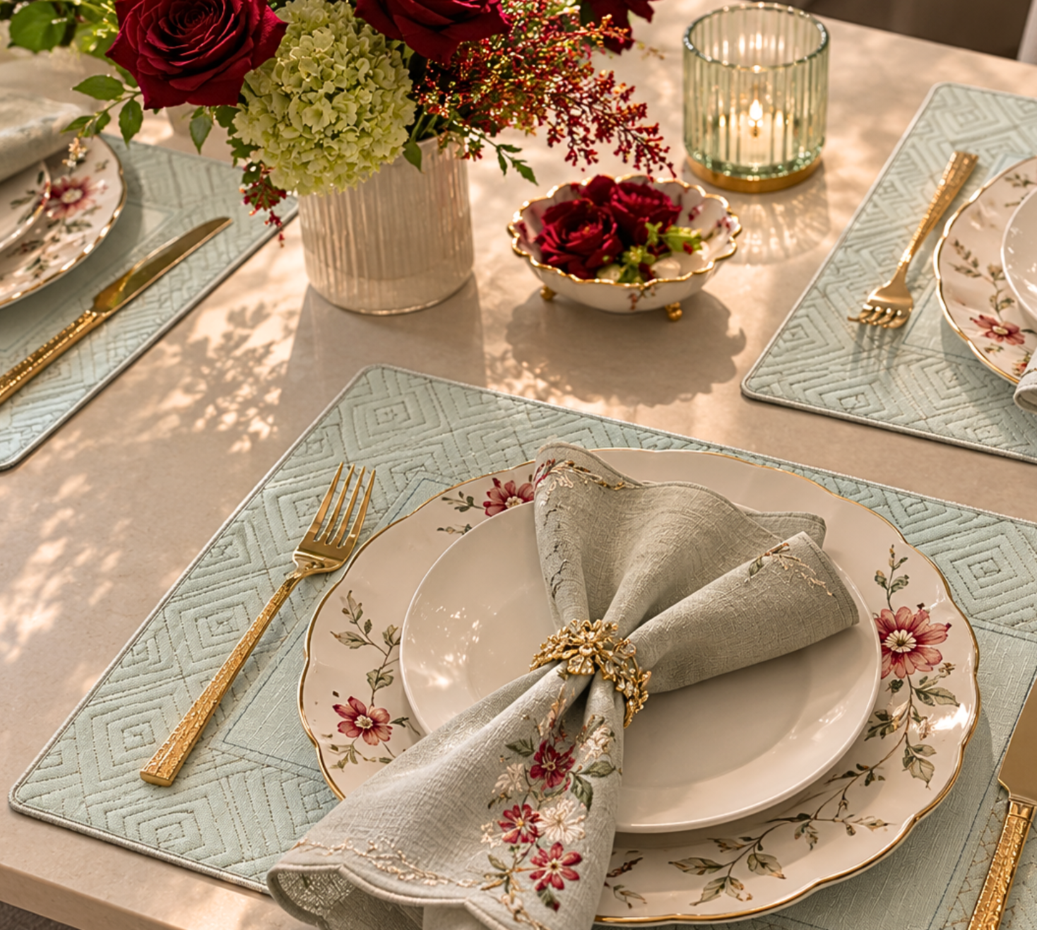 Heritage Silk Green Placemat set