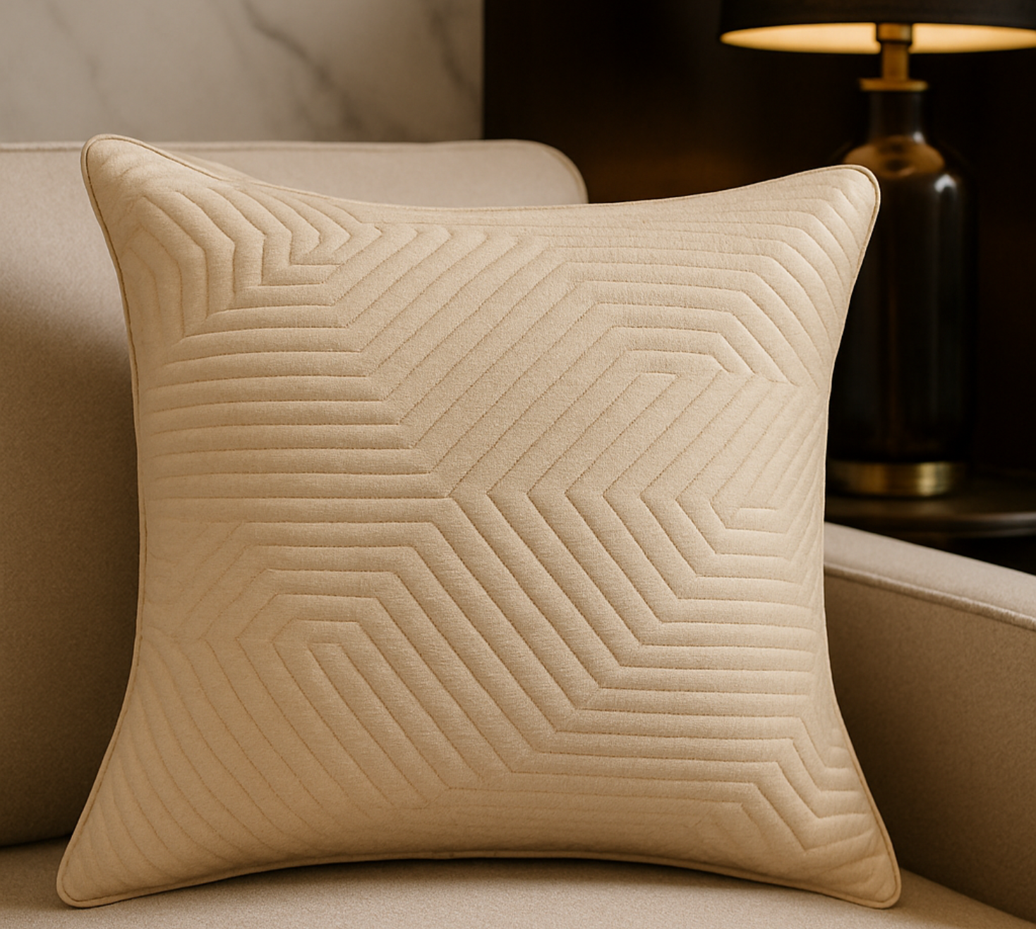 Gilded Radiance quilted cushion cover