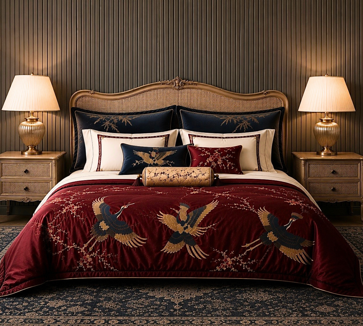 WILD LUXURY COLLECTION - The Crane Flight quilted Bedspread