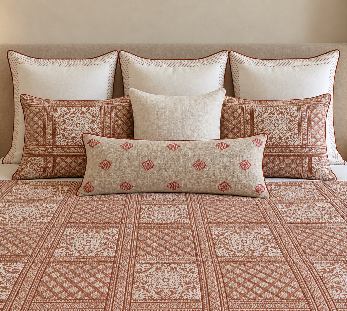 Rustish Pastel Earthy Quilted Bedspread