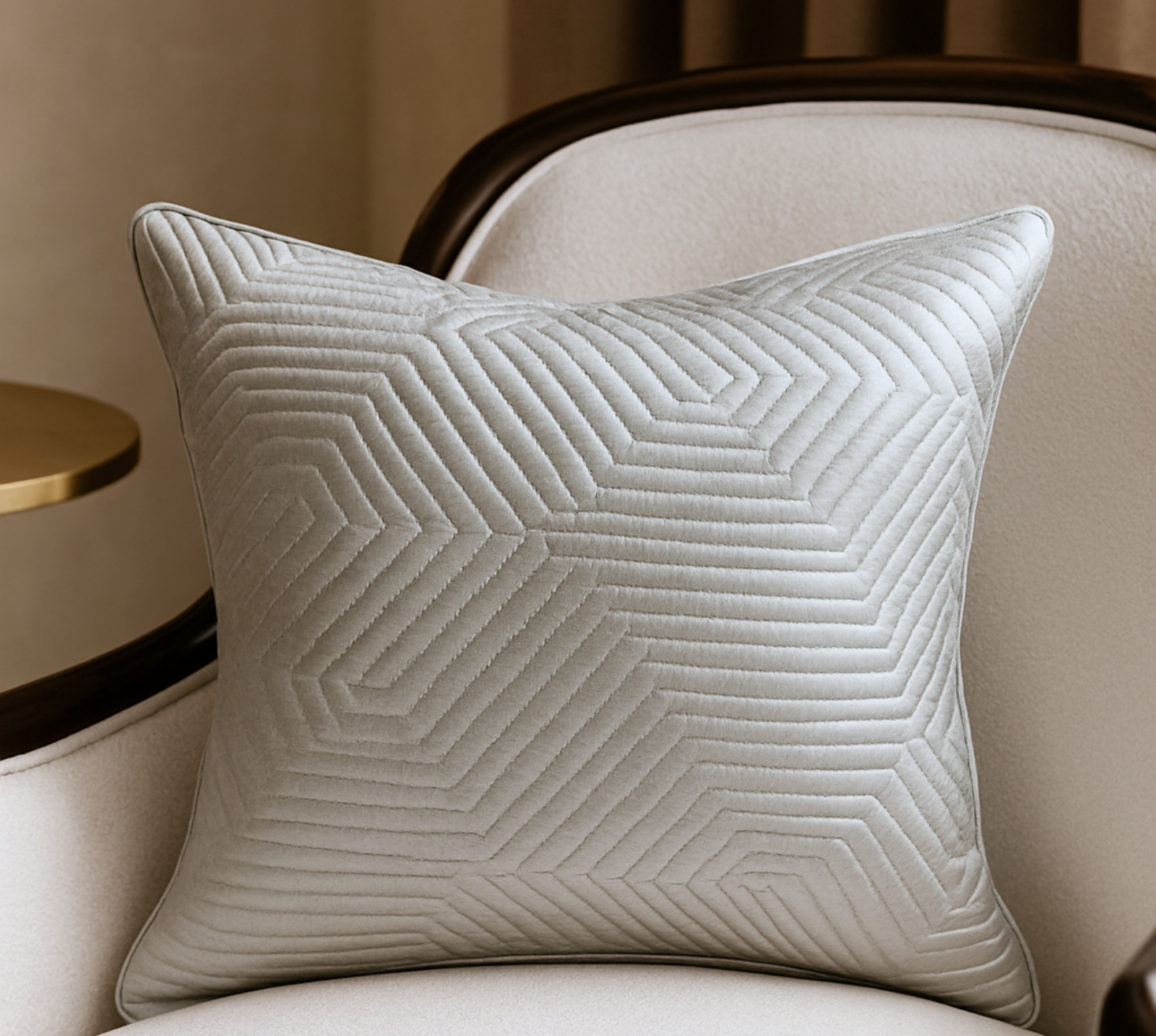 The Silver Lining - grey quilted cushion cover