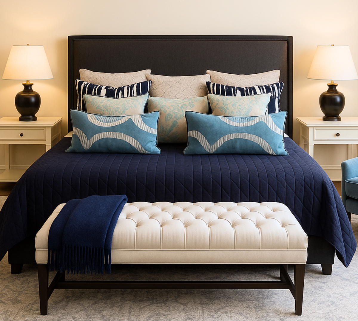 LUXURY COLLECTION - Imperial Azure Silk quilted bedspread