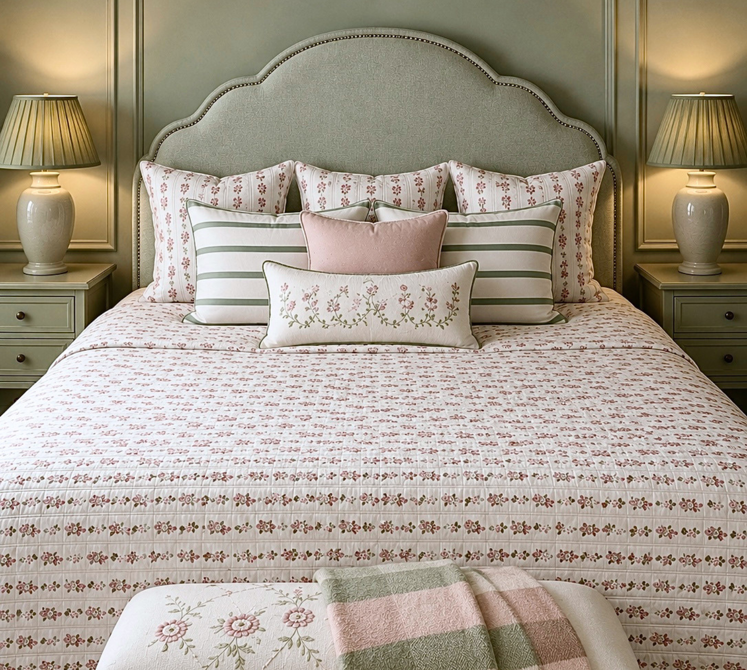 Rosewood Cottage Quilted Bedspread