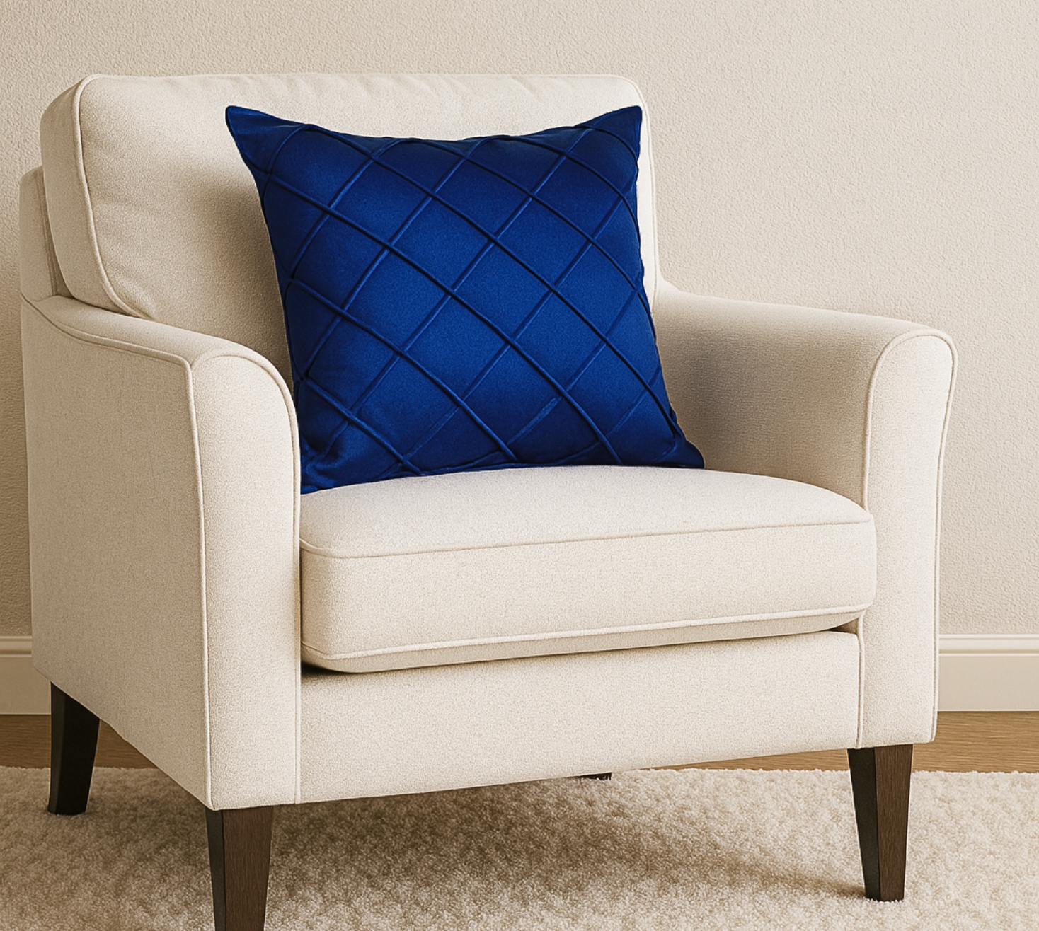 Cobalt Blue Criss Cross Satin Cushion Cover