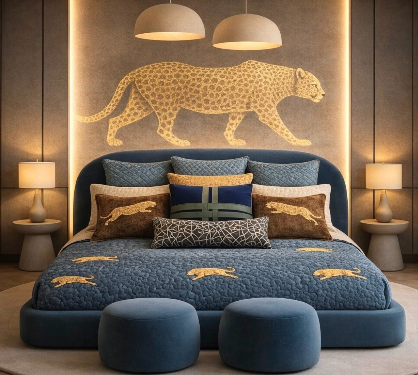 WILD LUXURY COLLECTION - The Midnight Leopard quilted bedspread