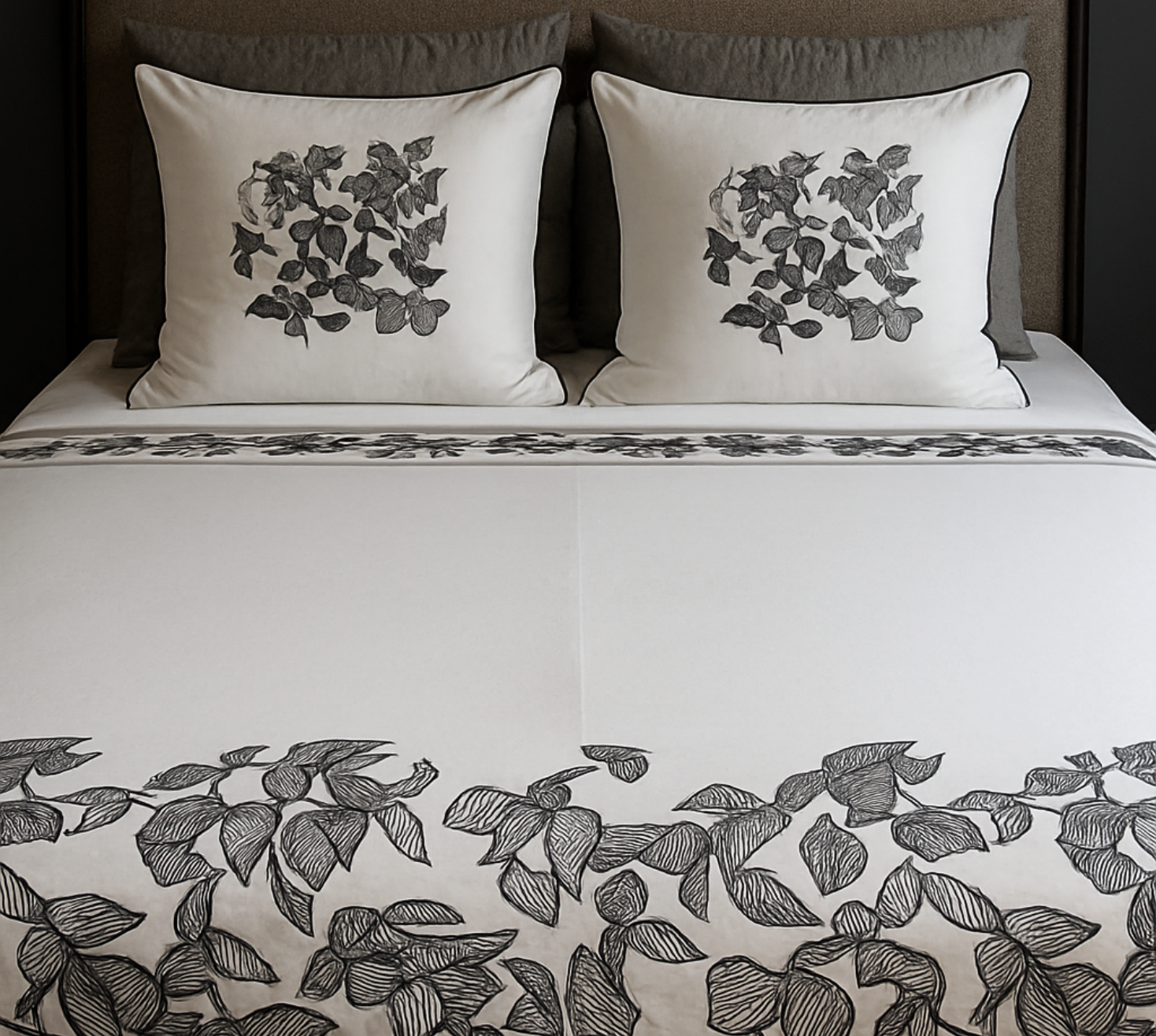 Grey Petals Lines Duvet bed spread