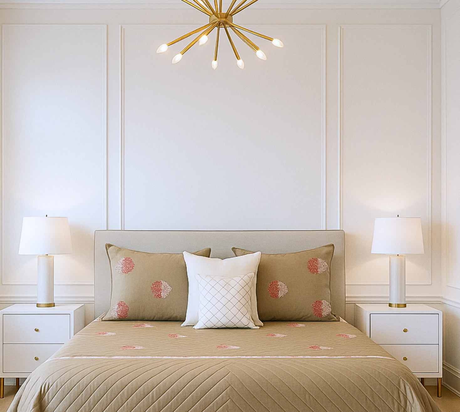 Floral peach mushroom bliss Quilted Bedspread