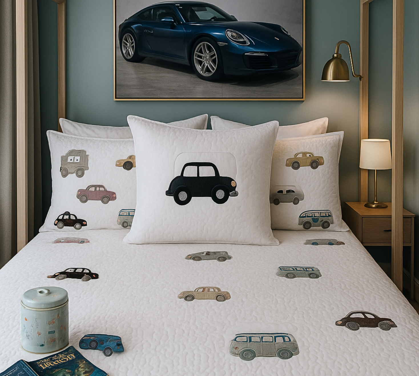 Cars themed Quilted Bedspread