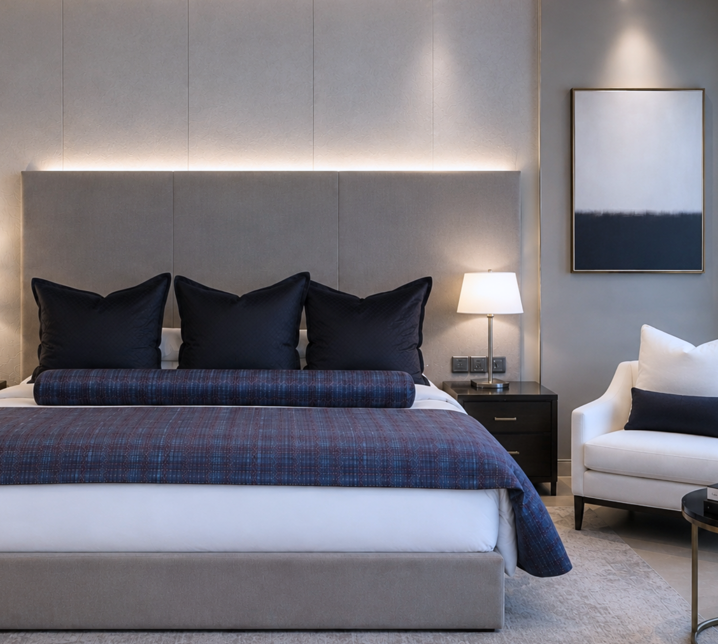 midnight velvet checkered bed runner