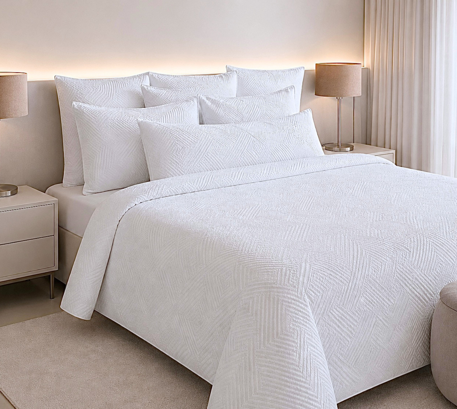 Abstract Linear Self Jaquard Bedspread