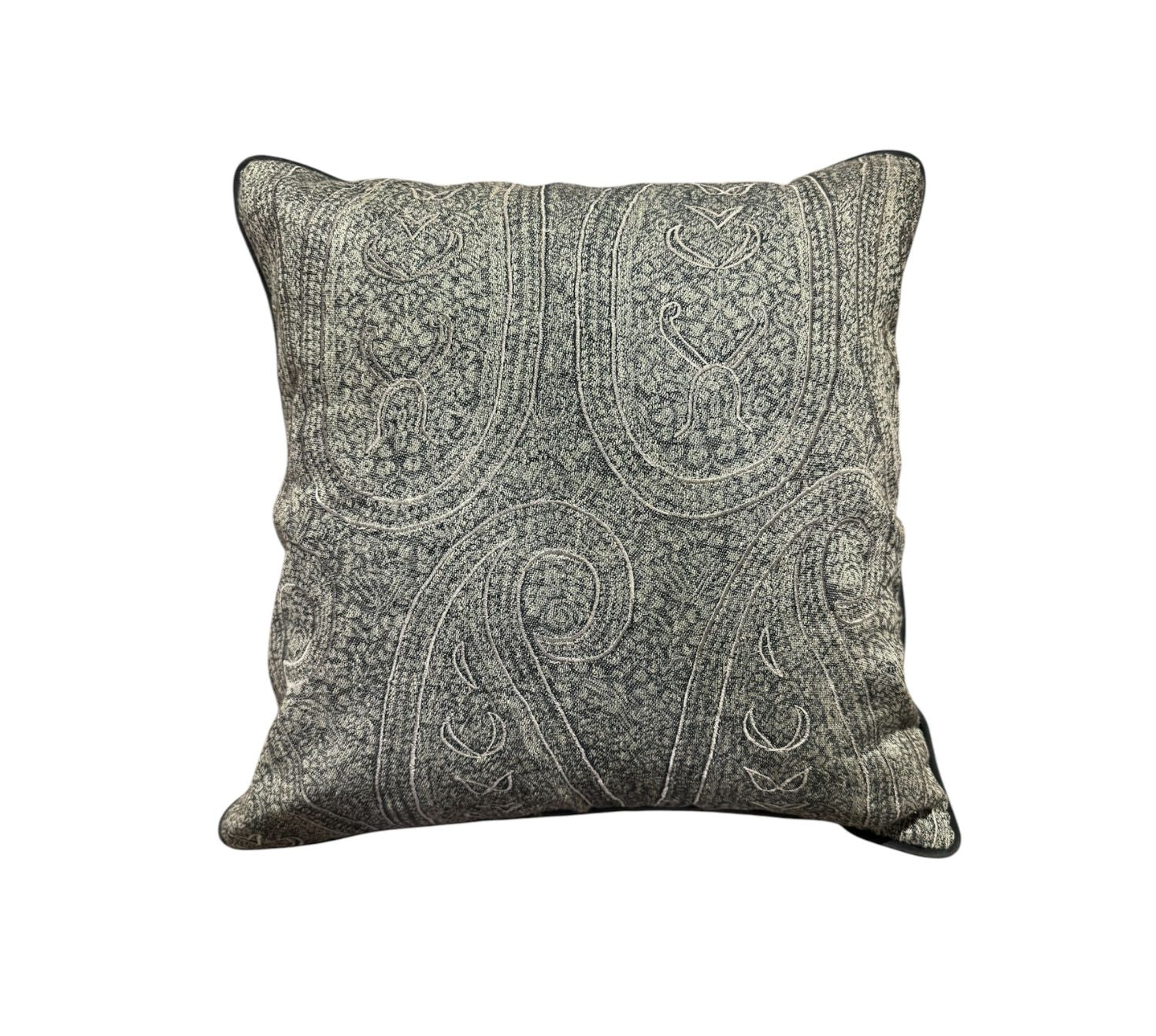 Paisley linen silk embroidered cushion cover