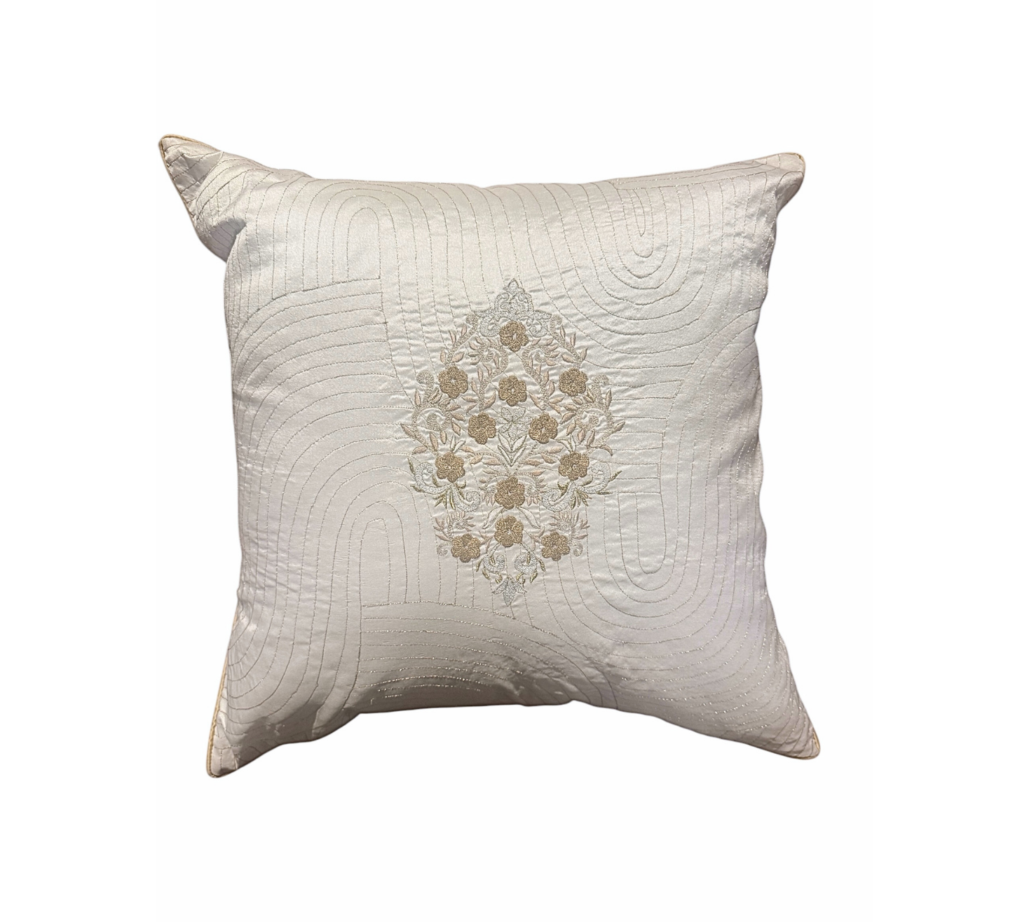 Golden arc floral grace cushion cover