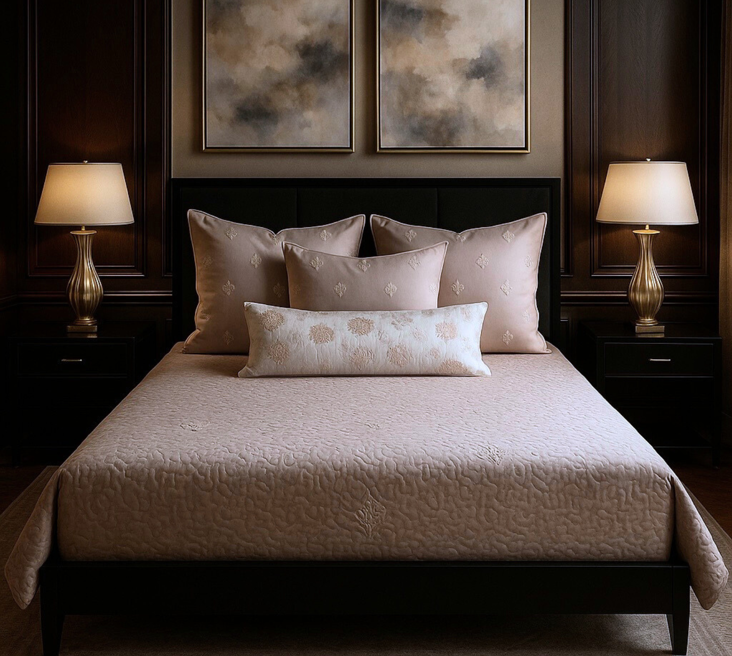 The lotus rests quilted bedspread