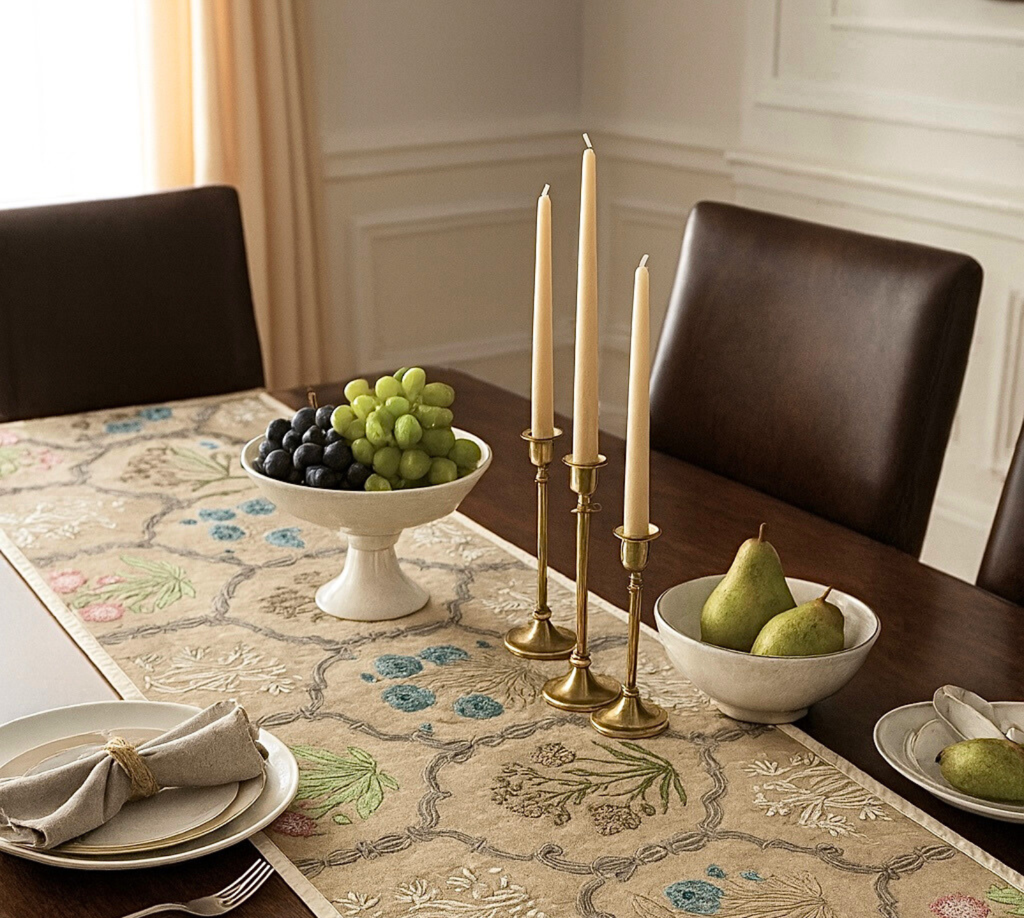 harmonious silk brown runner