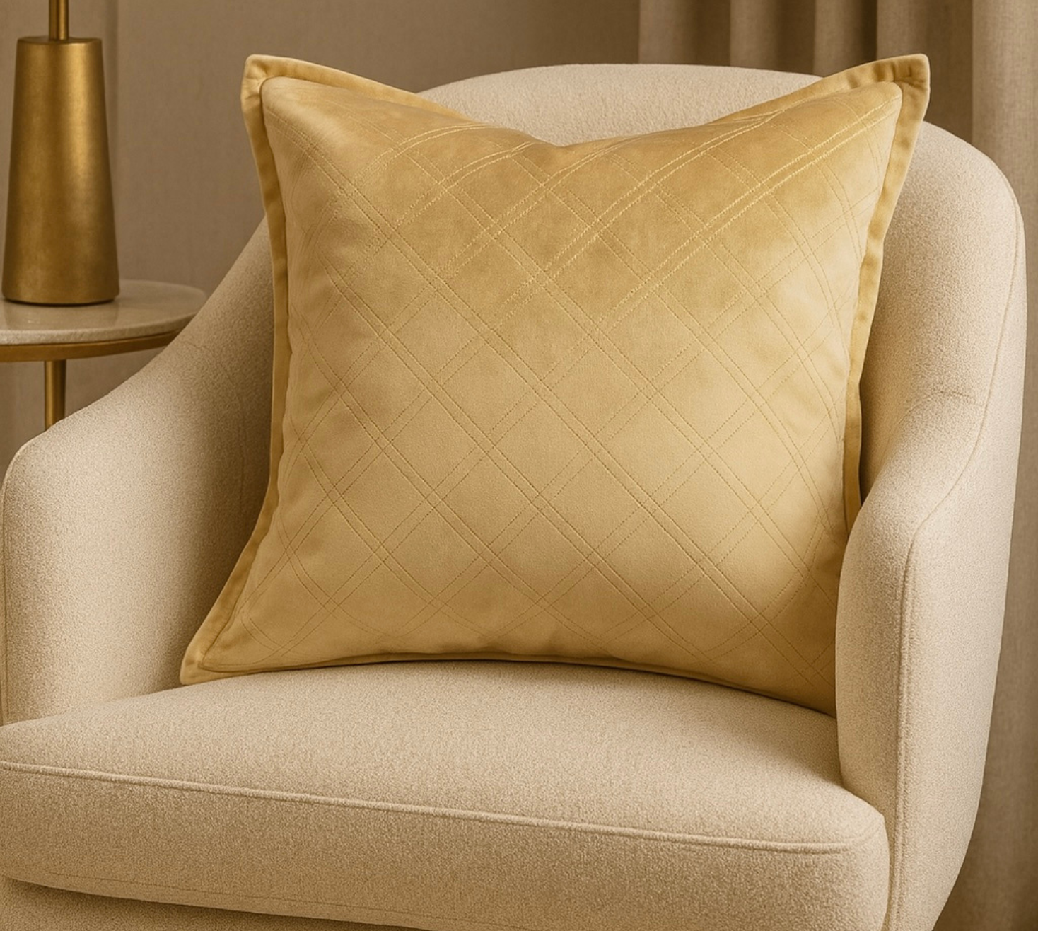 Gold Lustre Velvet embroidered cushion cover