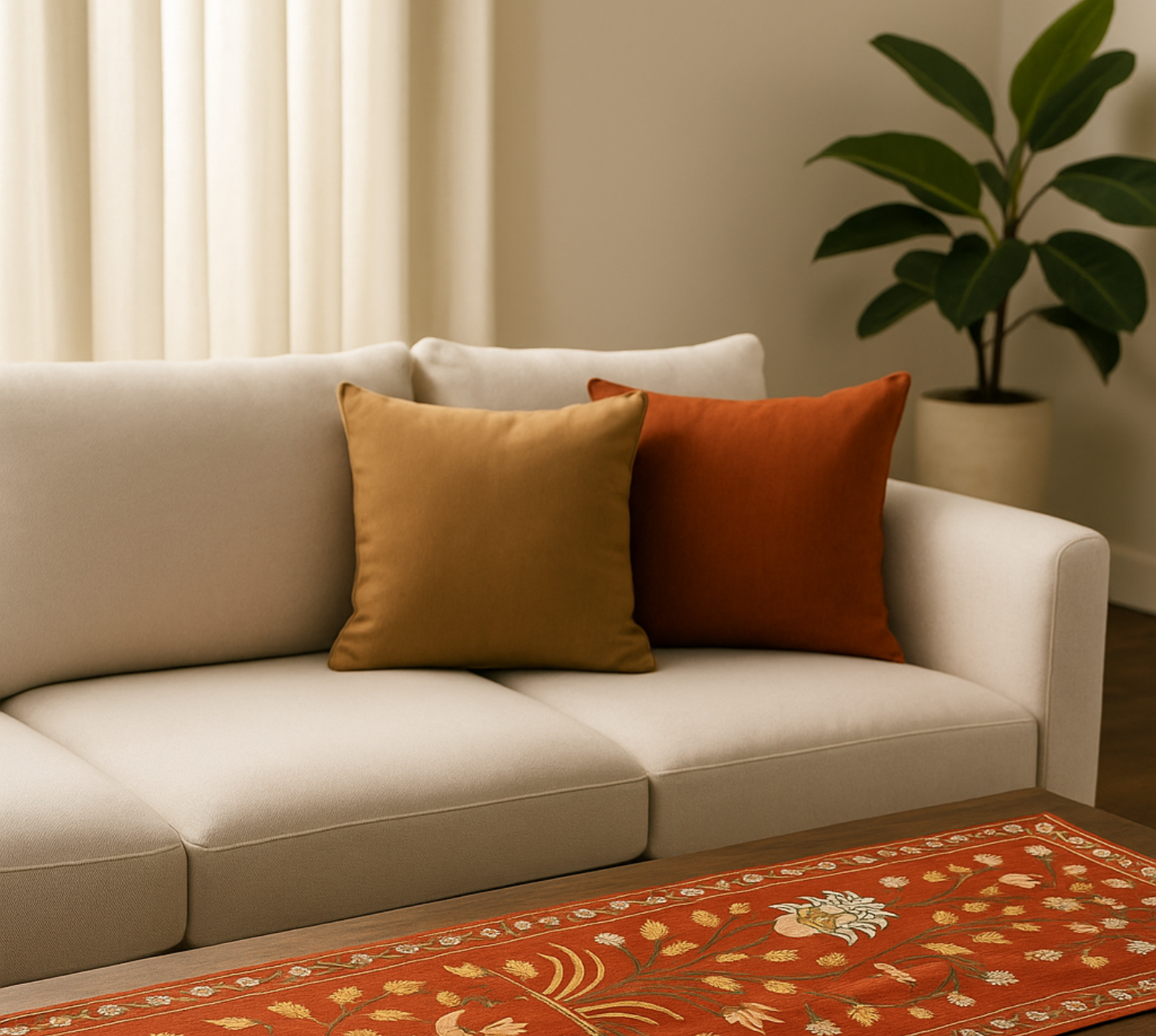 Majestic Rust Embroidered Runner -  A timeless Heirloom