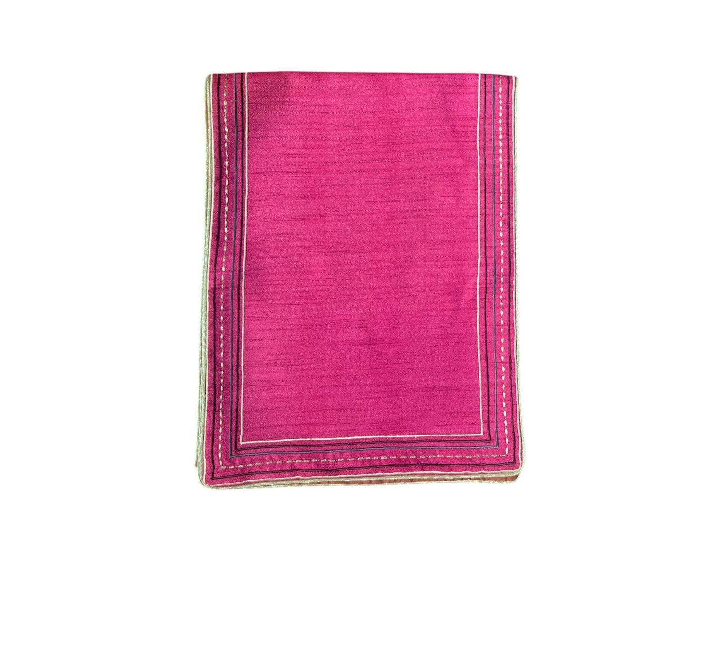 Striped Embroidered Fuchsia Runner
