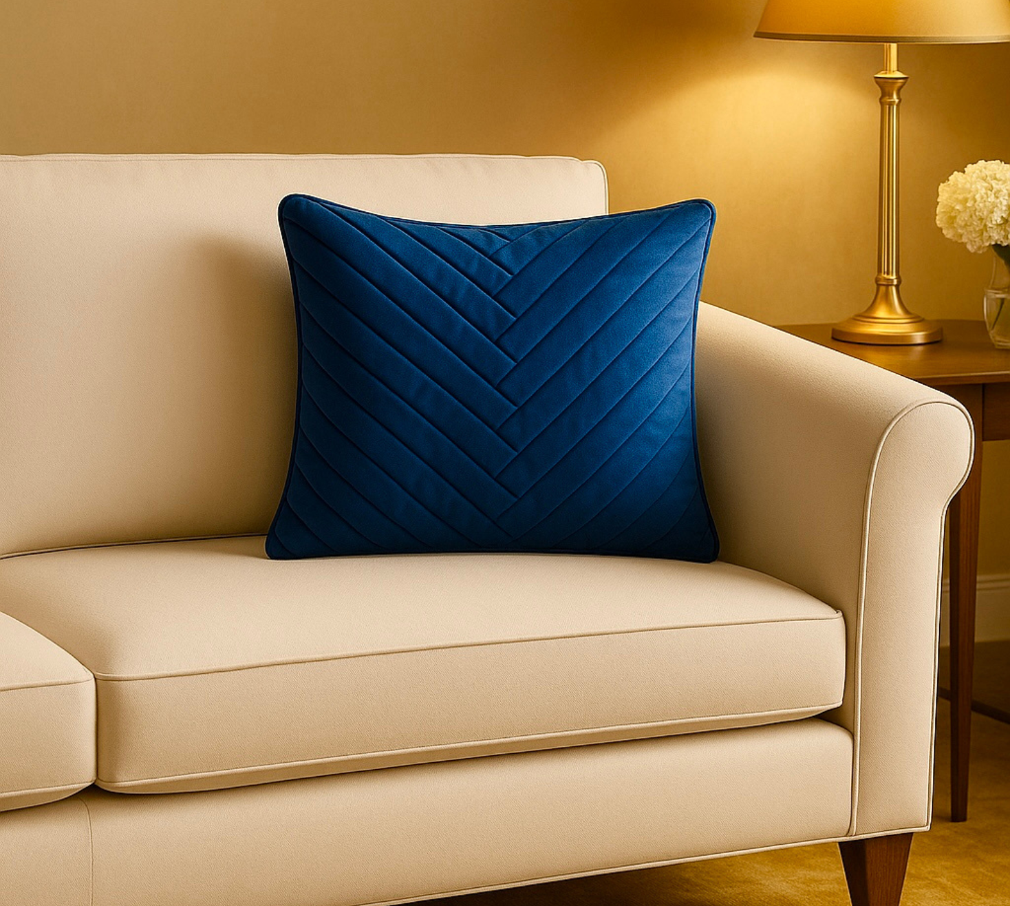 The Azure velvet chevron cushion cover