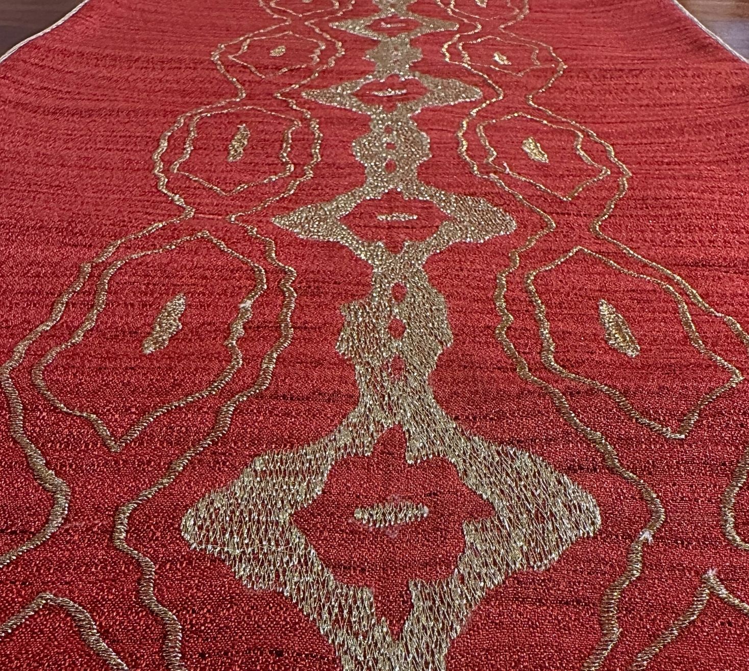 Crimson Elegant Runner with Golden Zari Charm