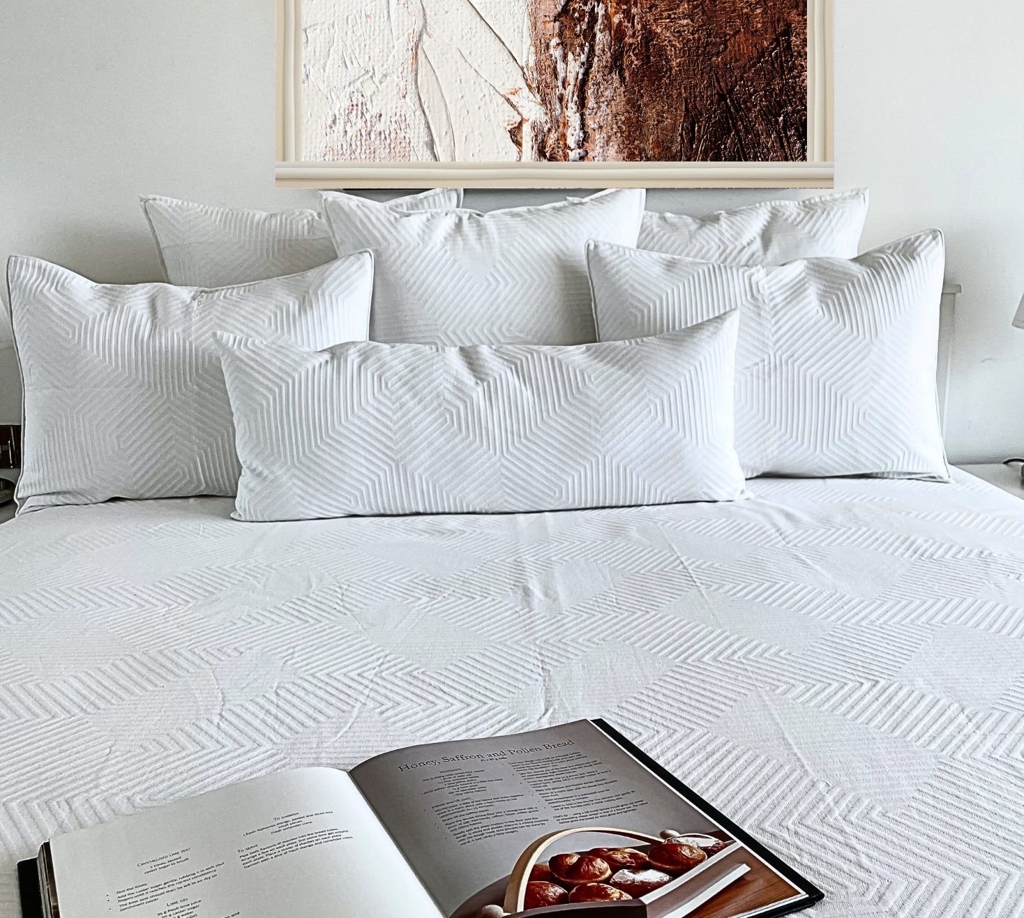 Abstract Linear Self Jaquard Bedspread