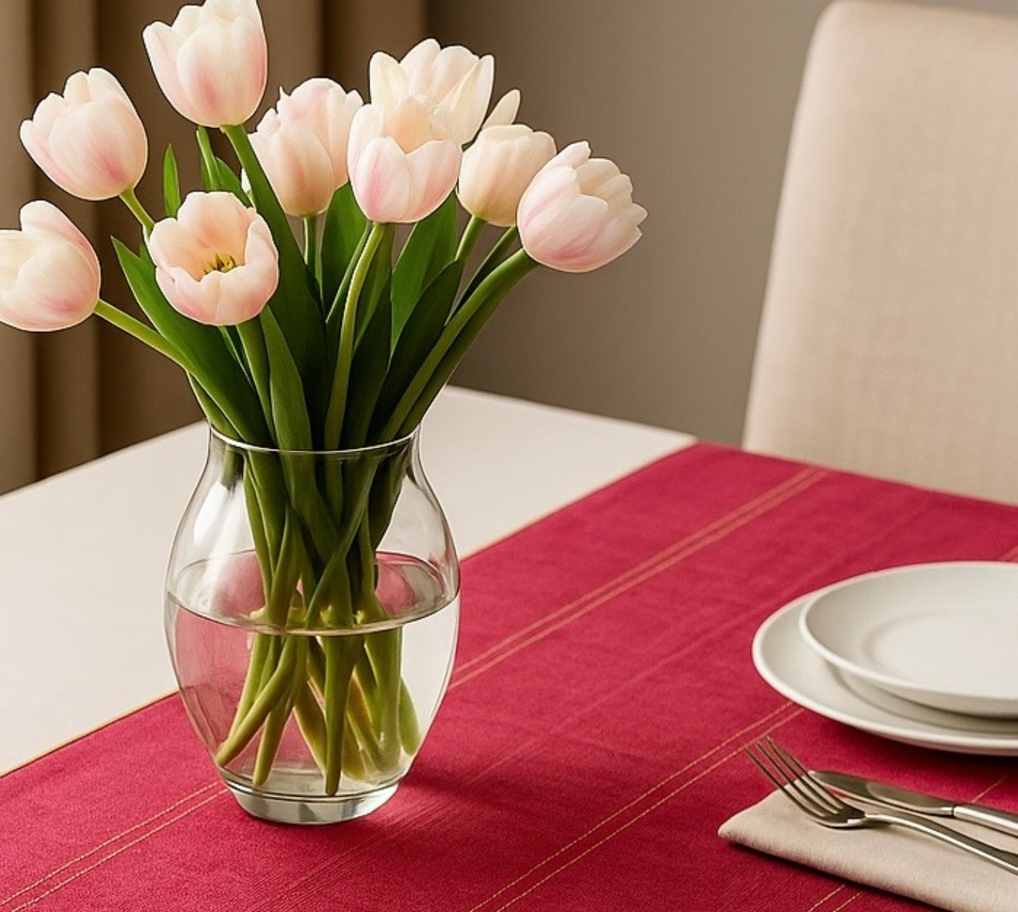 Twin embroidered Zari Fuchsia runner