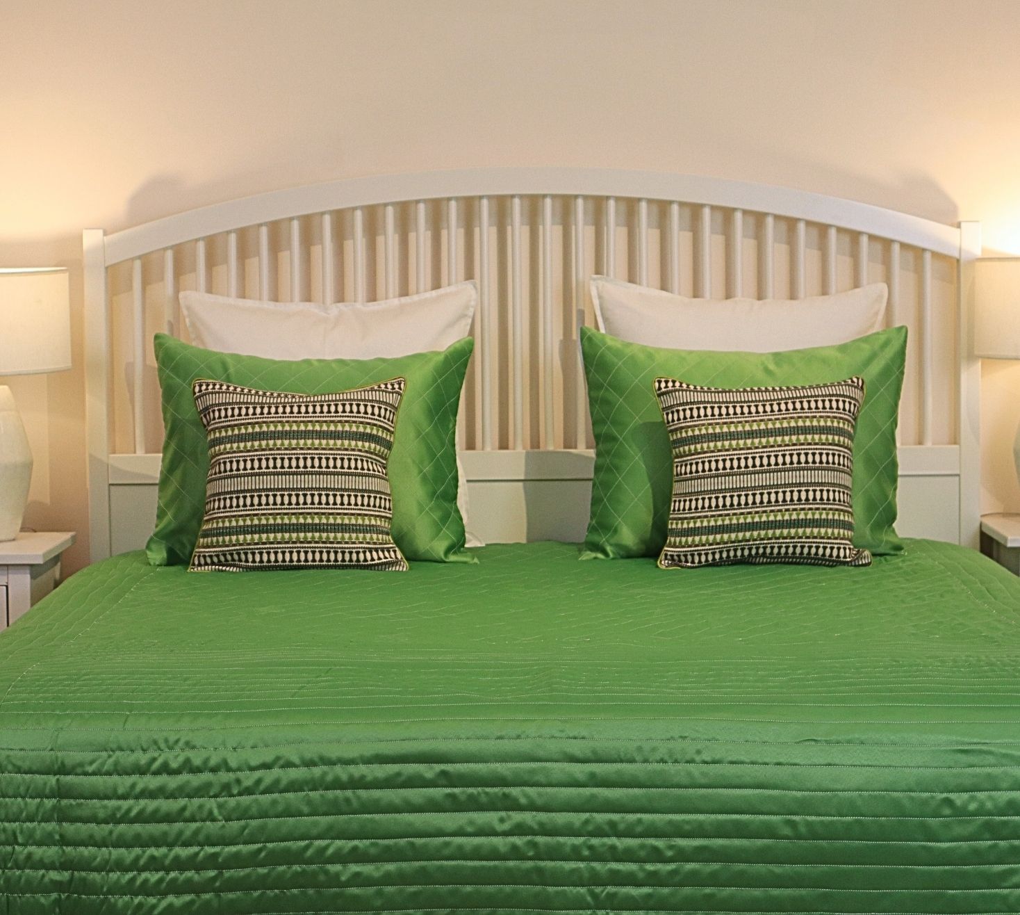 Parrot Green Quilted Bedspread